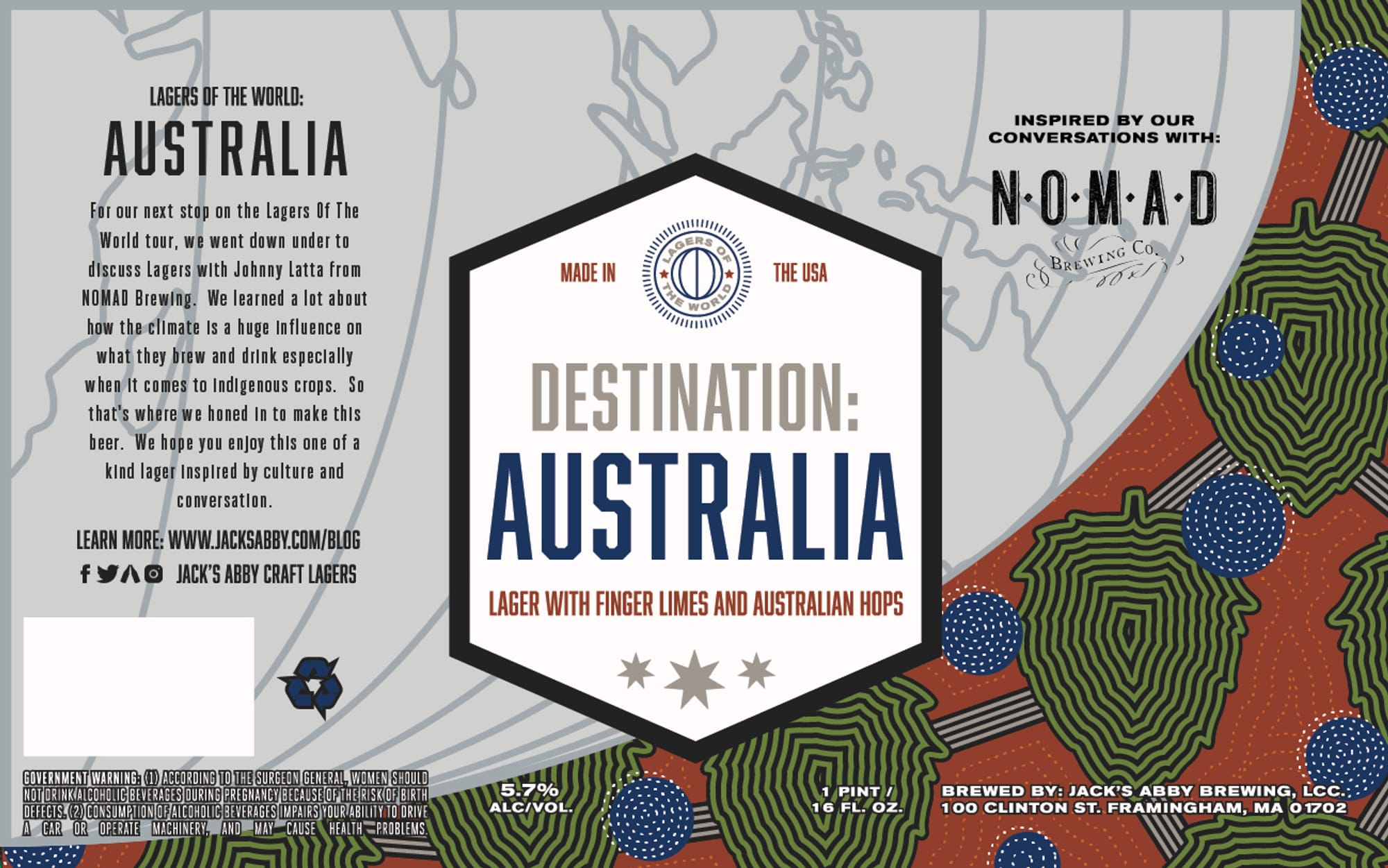 Destination: Australia by Jack's Abby Brewing - beer label