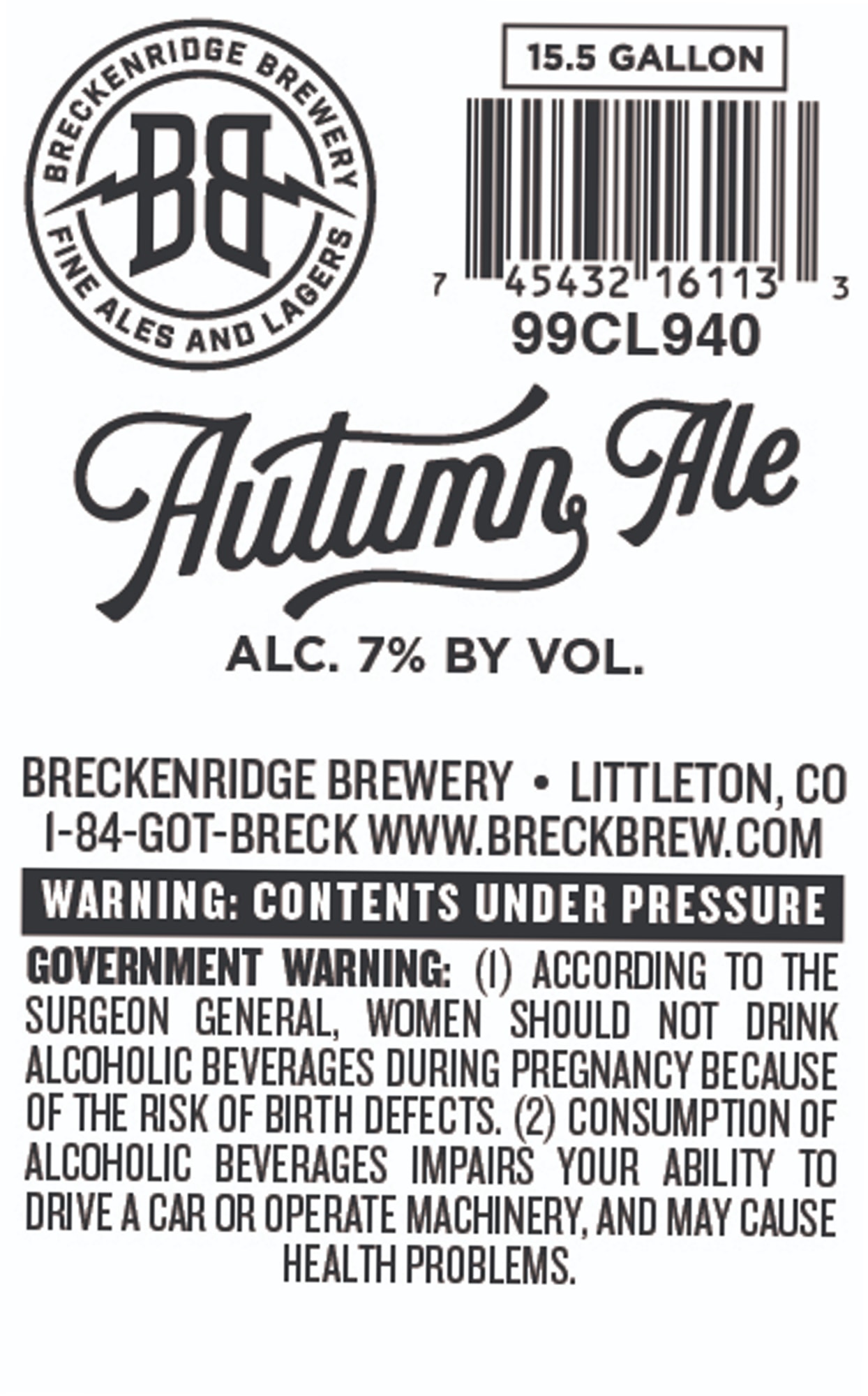 Autumn Ale by Breckenridge Brewery - beer label