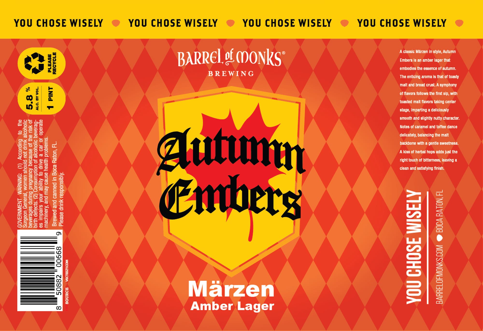 Autumn Embers by Barrel of Monks Brewing - beer label