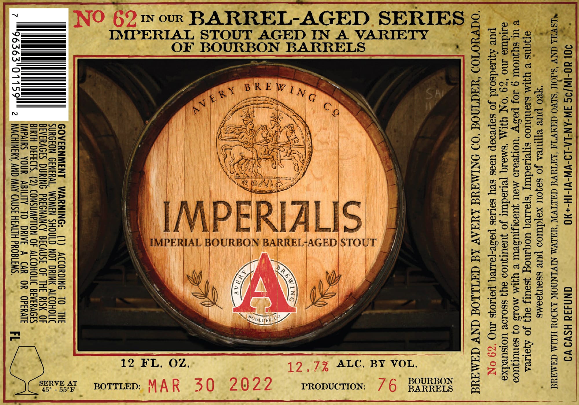 Imperialis by Avery Brewing Co. - beer label