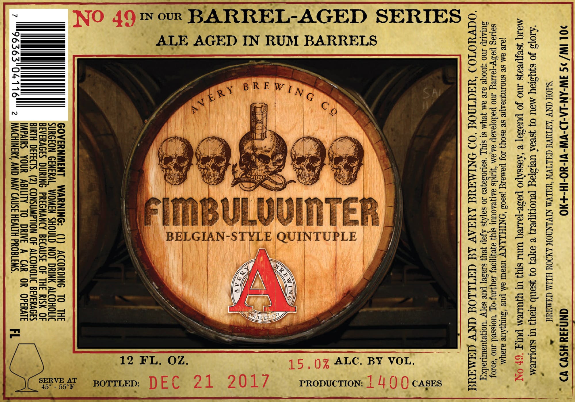 Fimbulvinter by Avery Brewing Co - beer label