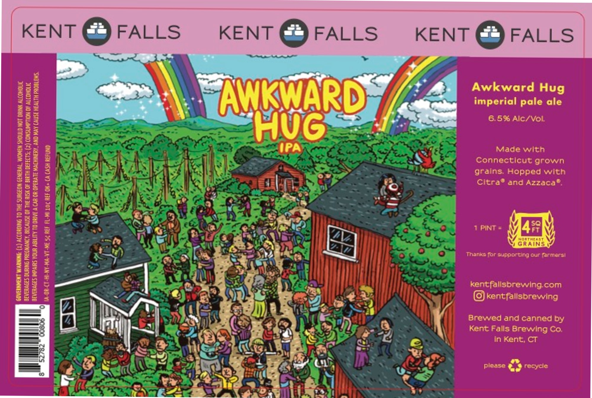 Awkward Hug by Kent Falls Brewing Co. - beer label