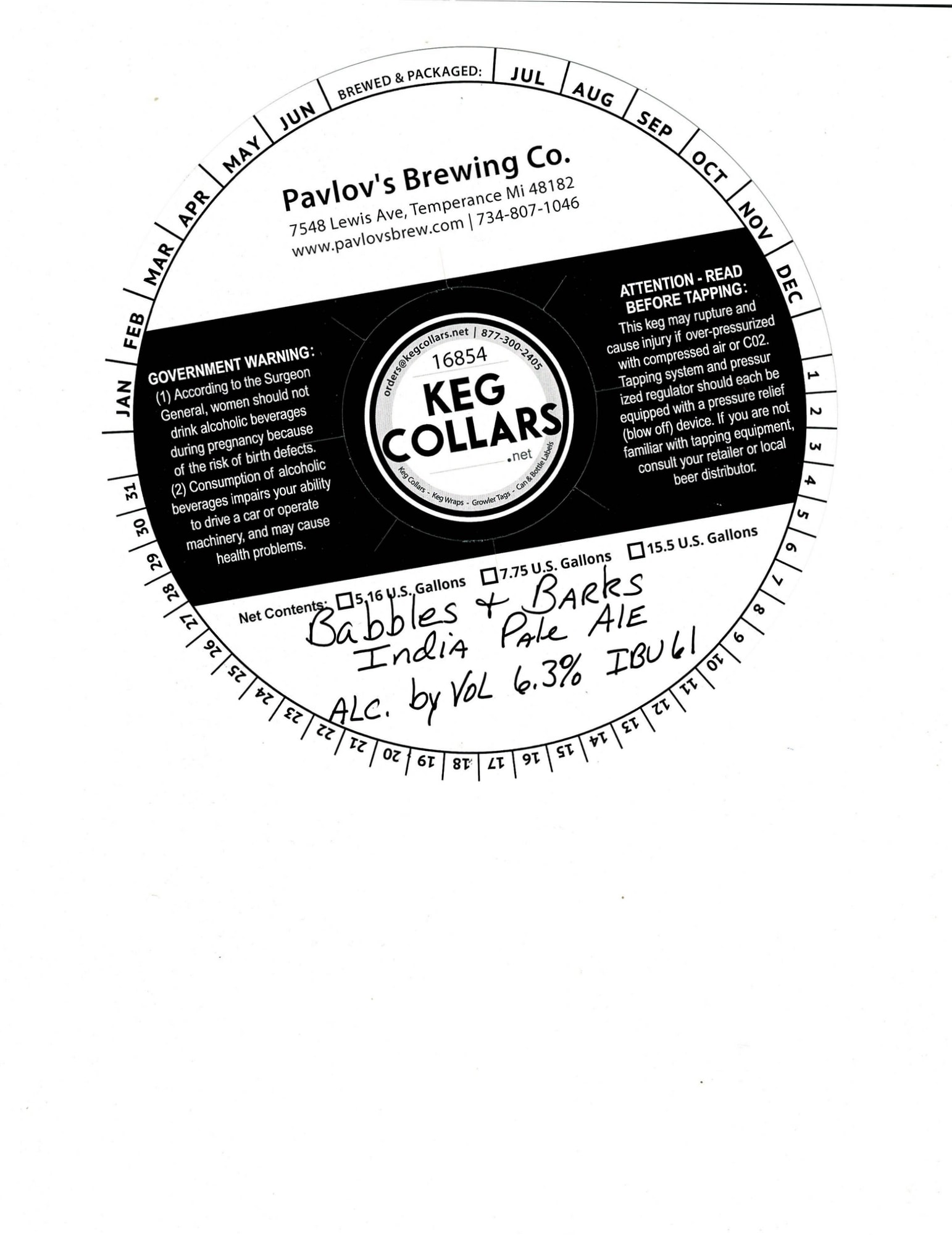 Babbles & Barks by Pavlov’s Brewing Co. - beer label
