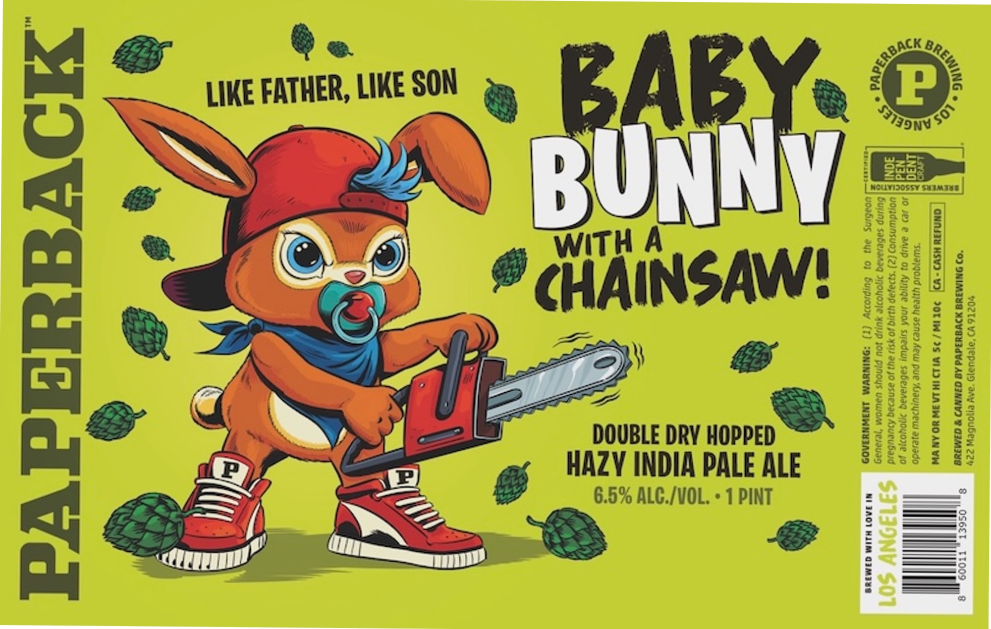 Baby Bunny with a Chainsaw! by Paperback Brewing - beer label