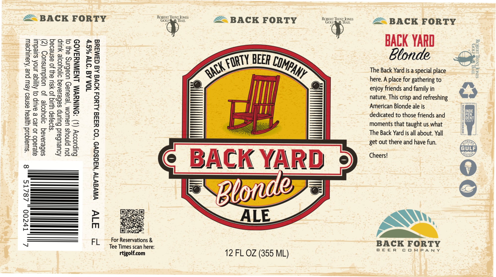Back Forty Blonde Ale by Back Forty Beer Company - beer label