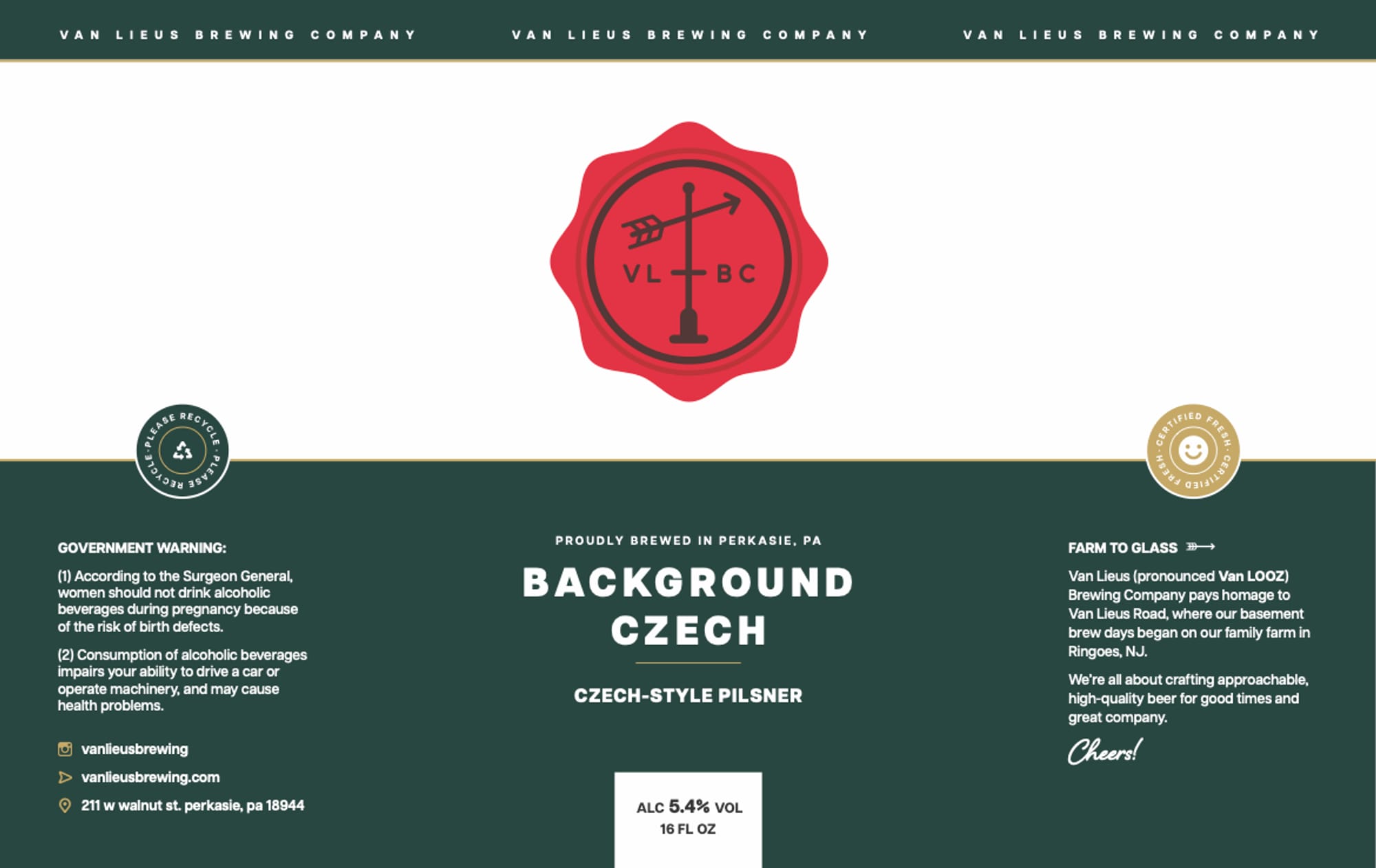 Background Czech by Van Lieus Brewing Company - beer label