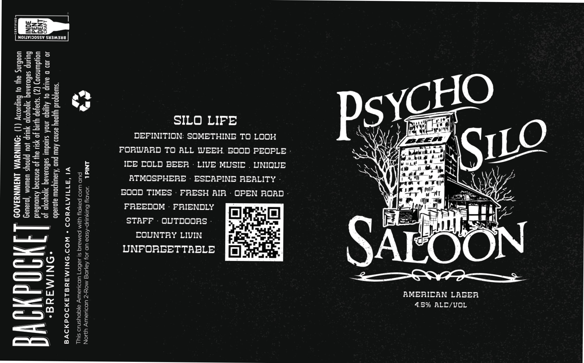Psycho Silo Saloon by Backpocket Brewing Co. - beer label
