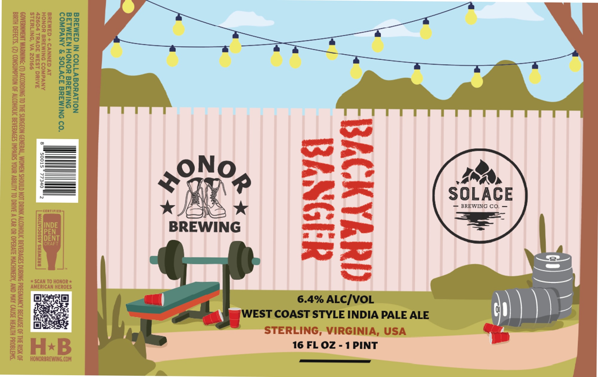 Backyard Basher by Honor Brewing Company & Solace Brewing Co. - beer label
