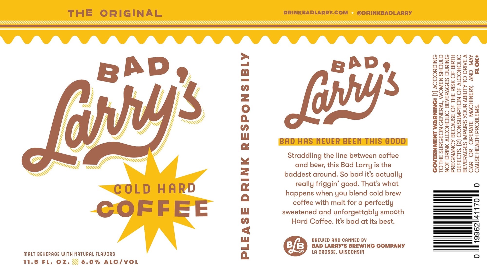 Bad Larry's Cold Hard Coffee by Bad Larry's Brewing Company - beer label