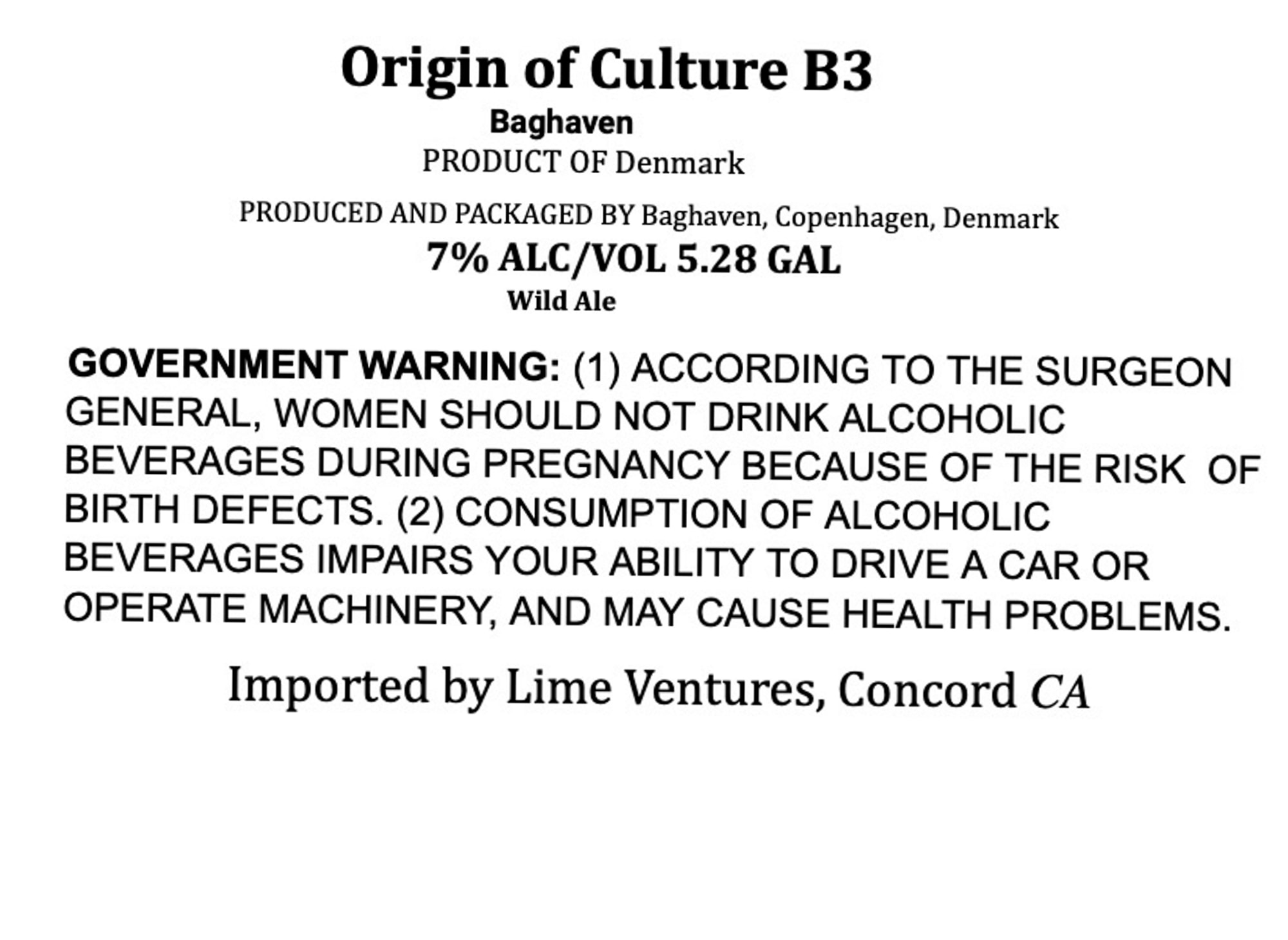 Origin of Culture B3 by Baghaven - beer label