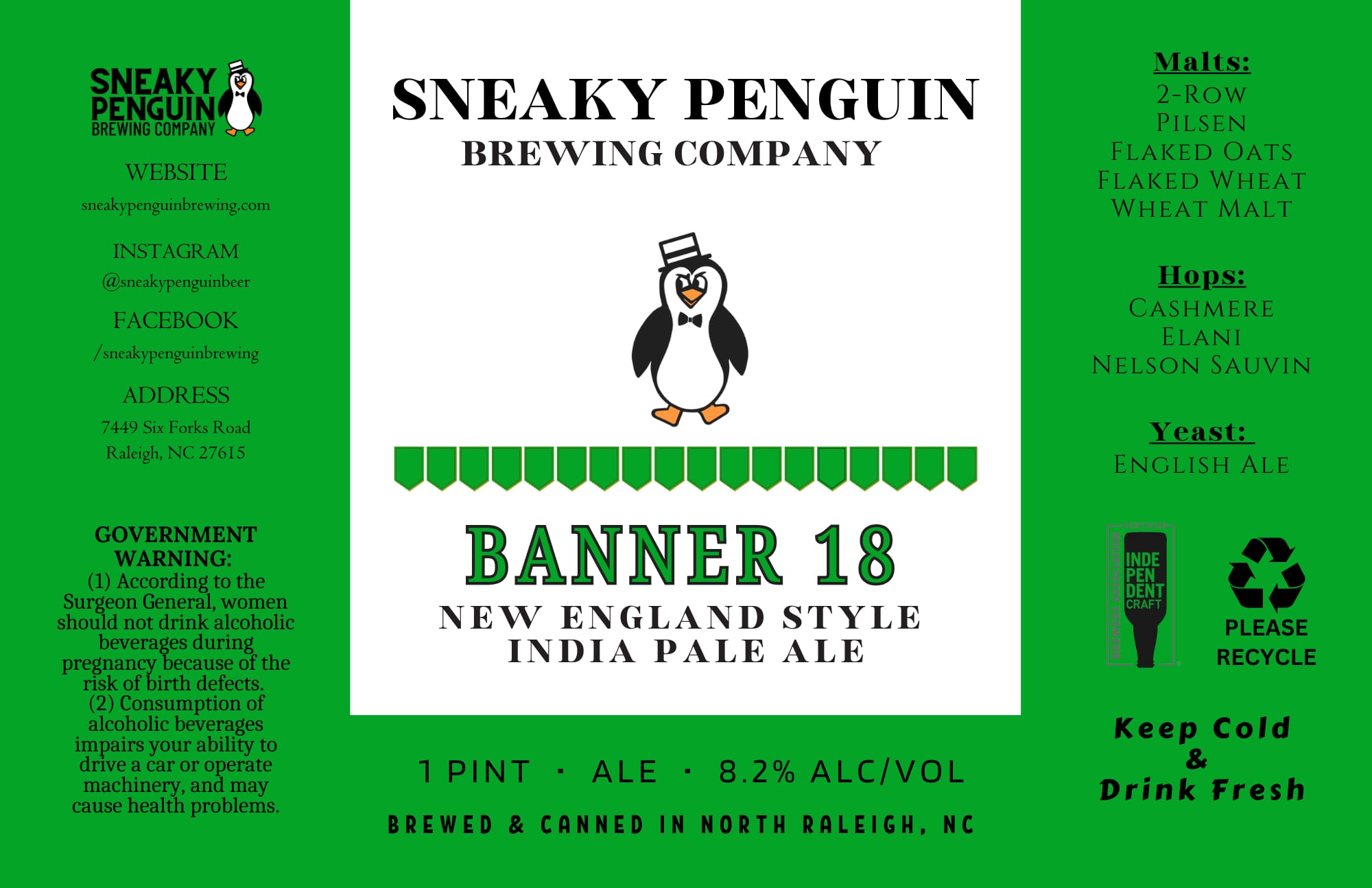 Banner 18 by Sneaky Penguin Brewing Company - beer label