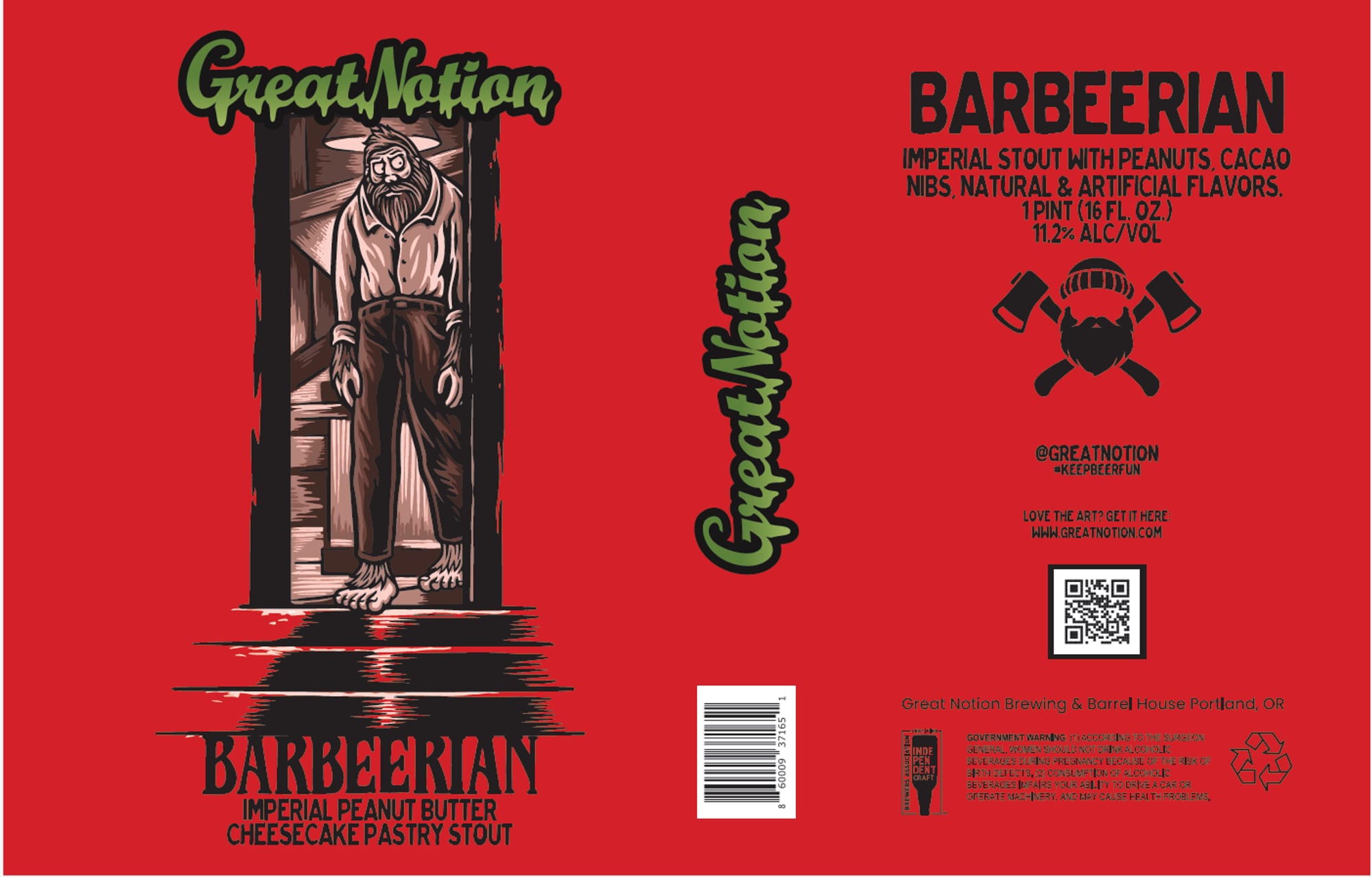 Barbeerian by Great Notion Brewing & Barrel House - beer label