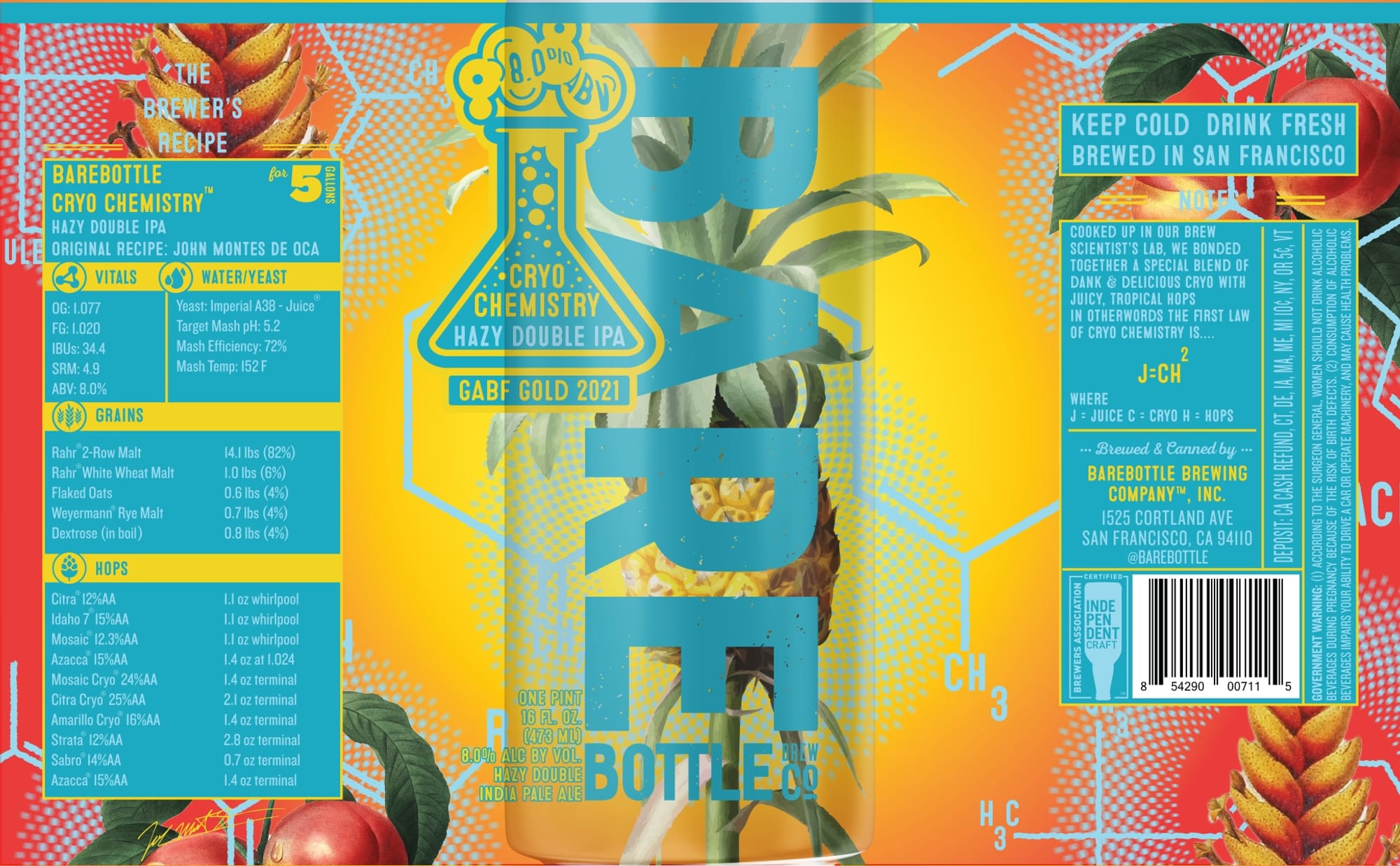 Cryo Chemistry by Barebottle Brewing - beer label