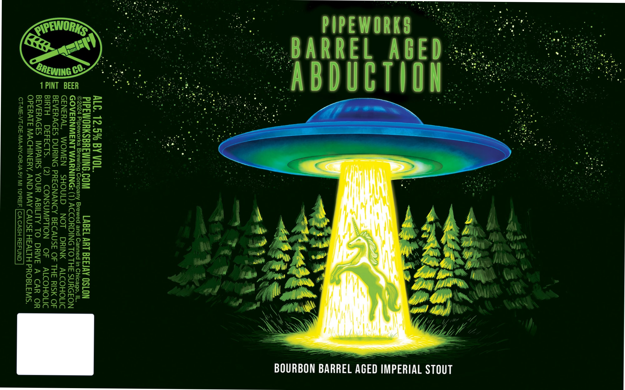 Barrel Aged Abduction by Pipeworks Brewing Co. - beer label