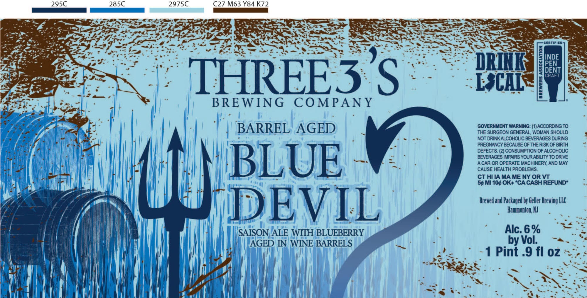 Barrel Aged Blue by Three Three's Brewing Company - beer label