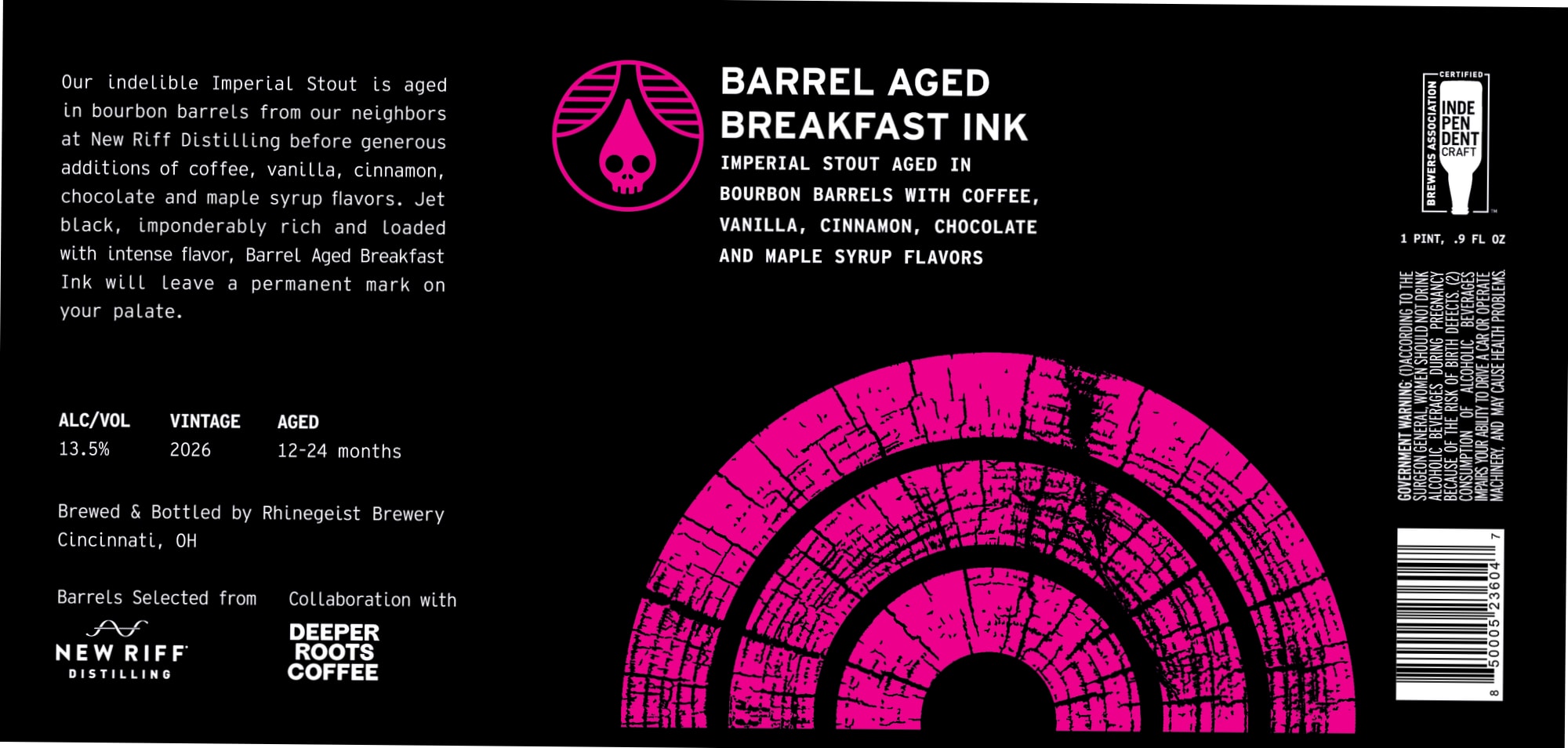 Barrel Aged Breakfast Ink by Rhinegeist Brewery - beer label