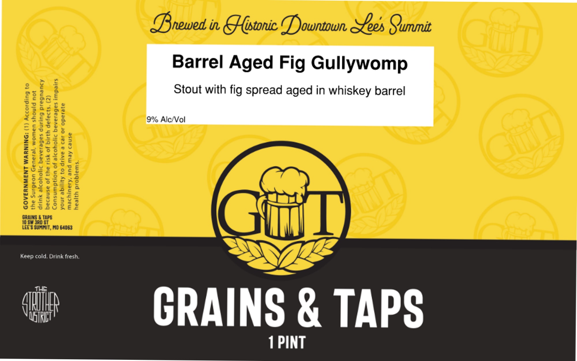 Barrel Aged Fig Gullywomp by Grains & Taps - beer label