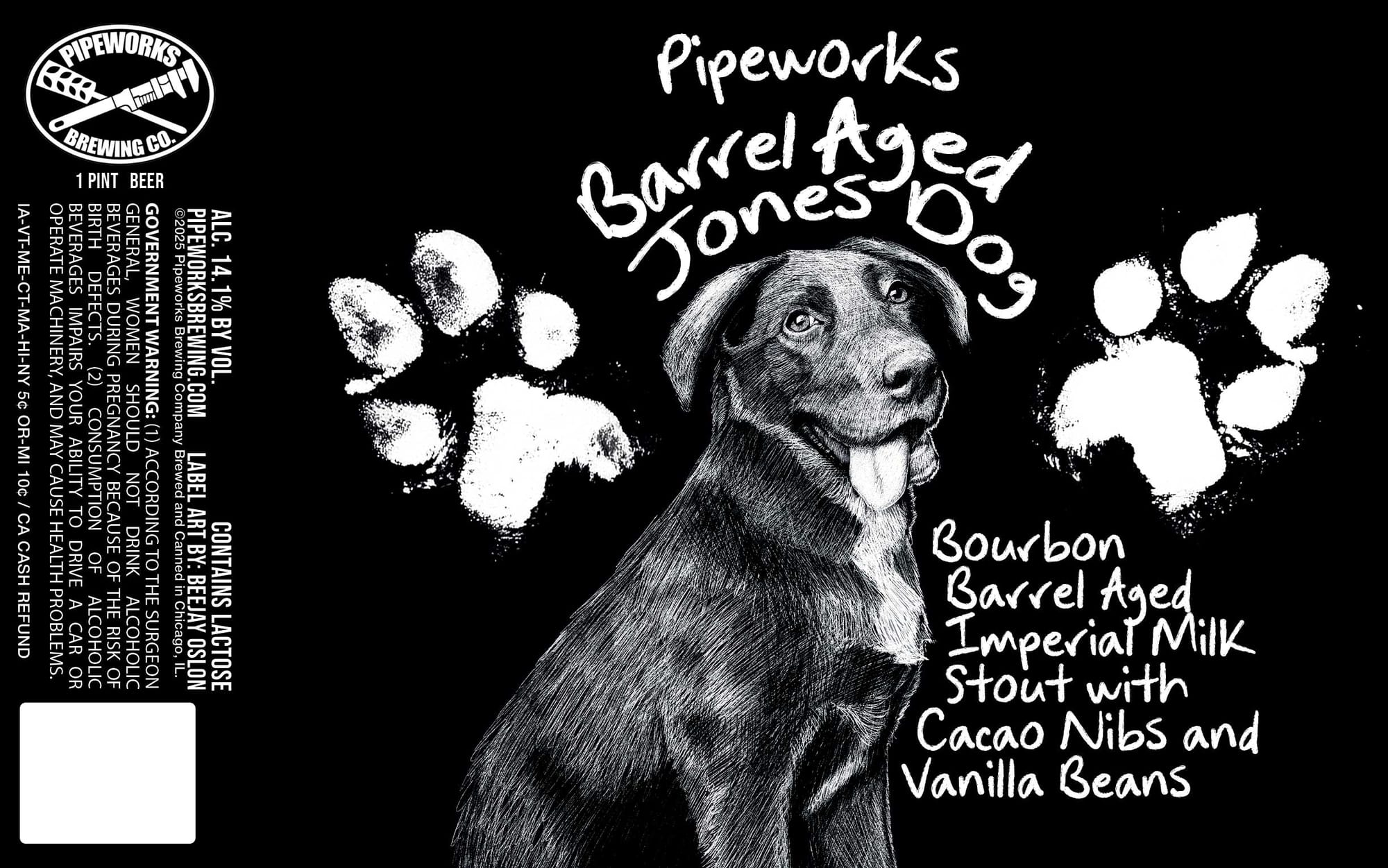 Barrel Aged Jonesy Dog by Pipeworks Brewing Co. - beer label