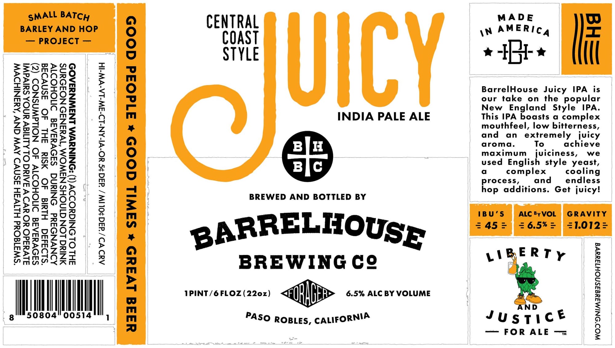 Liberty & Justice by BarrelHouse Brewing Co. - beer label