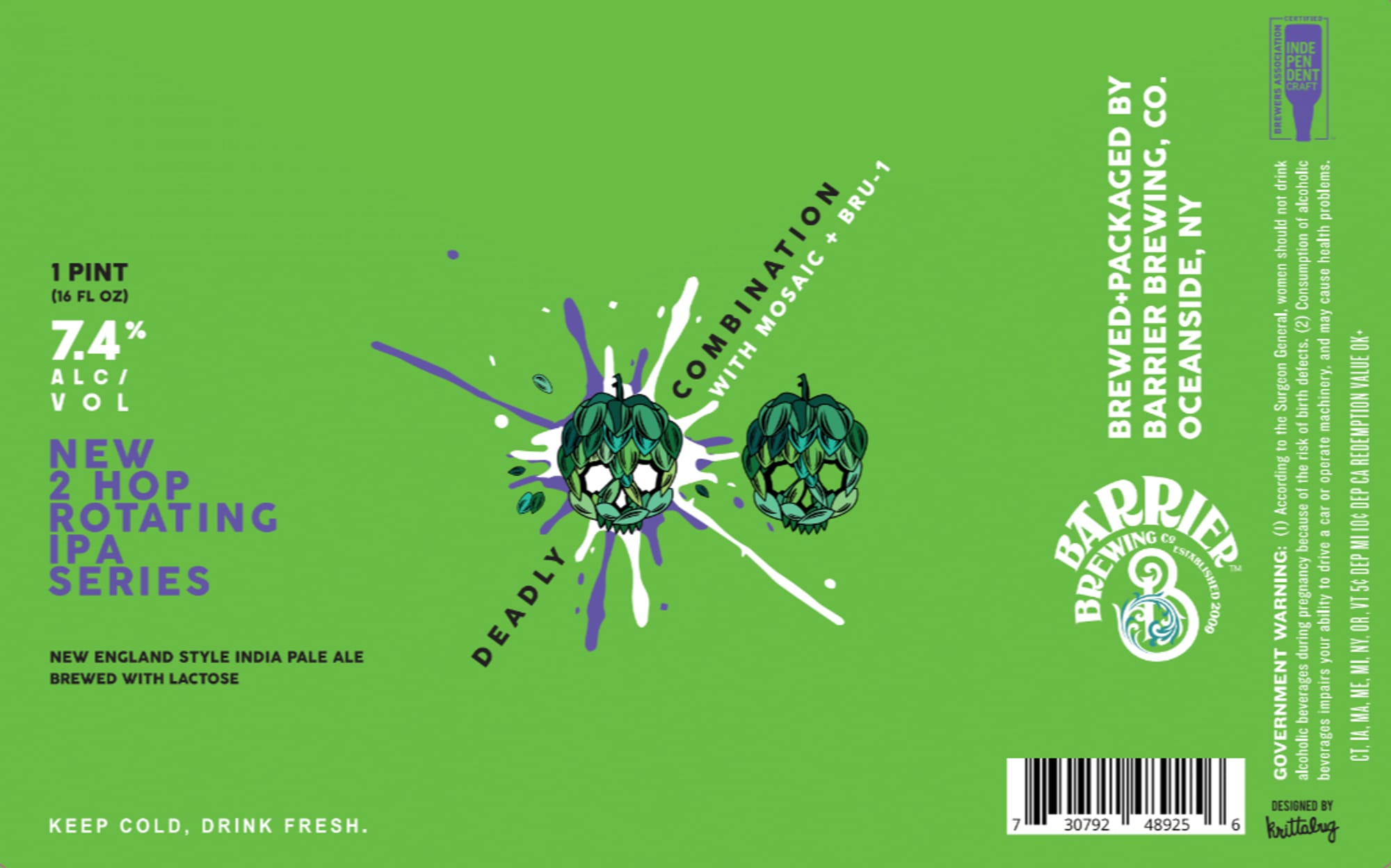 Deadly Combination by Barrier Brewing Co. - beer label