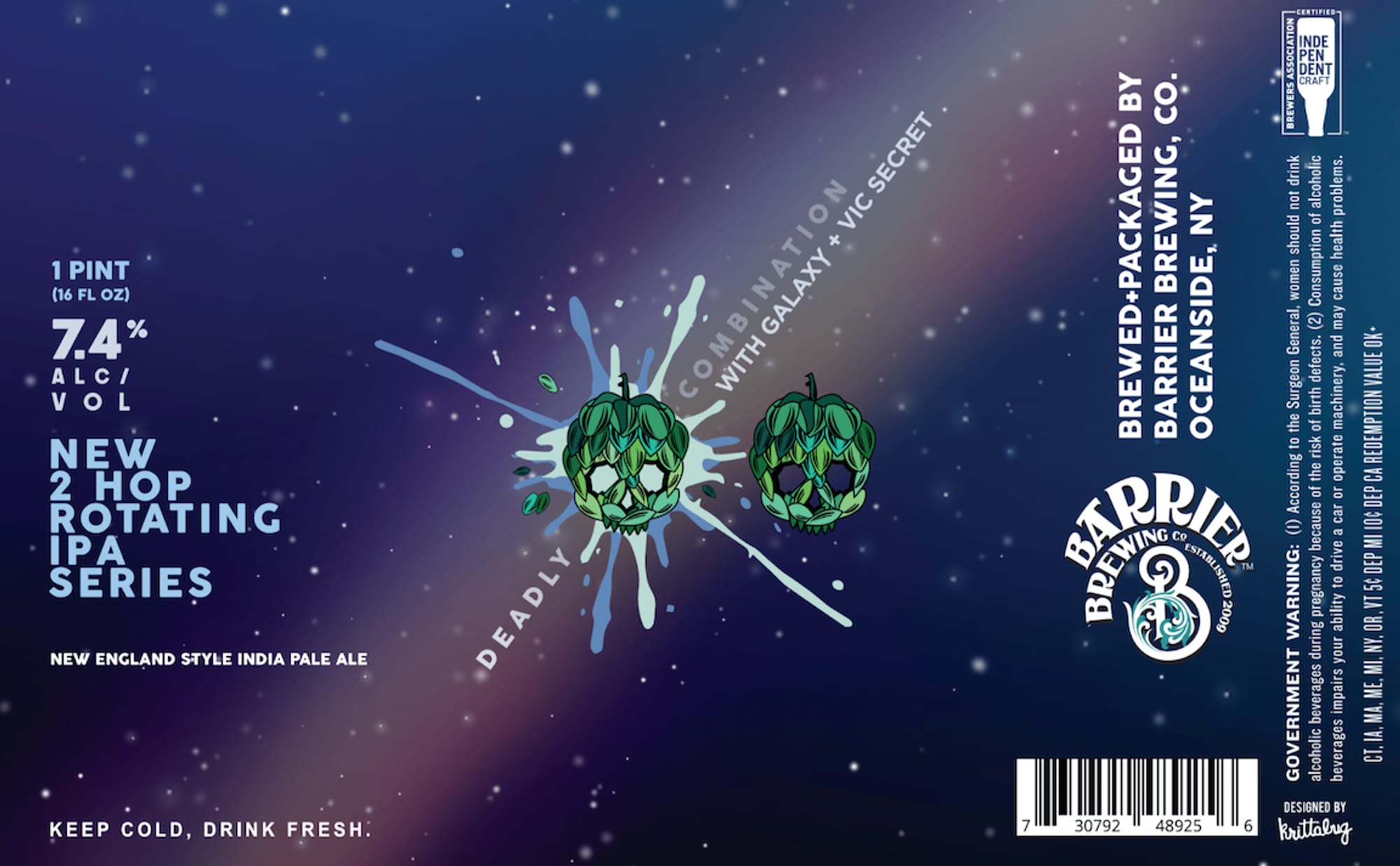 Deadly Combination by Barrier Brewing Co. - beer label