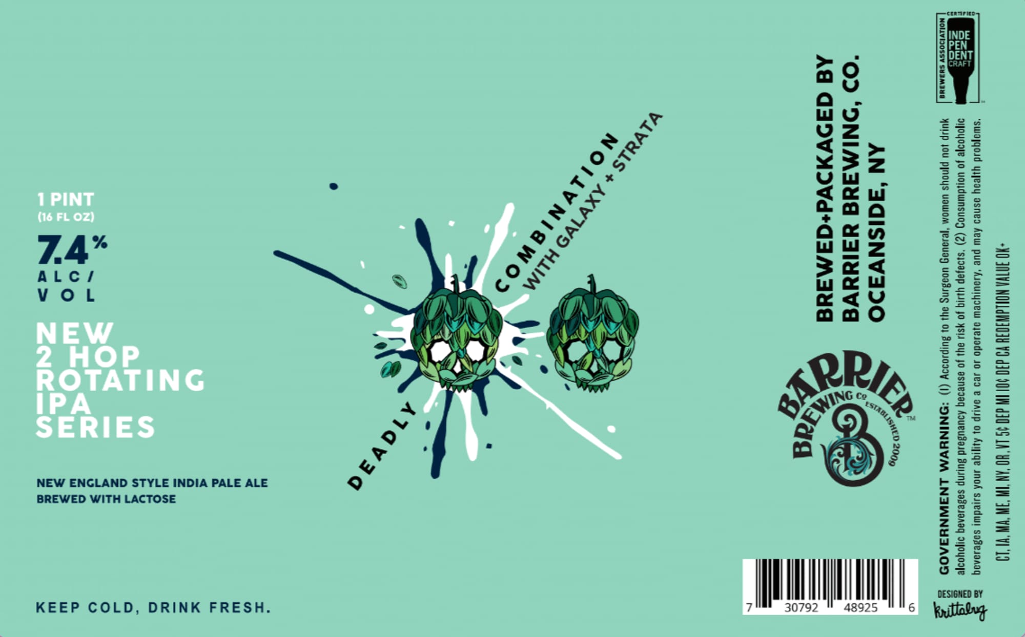Deadly Combination by Barrier Brewing Co. - beer label