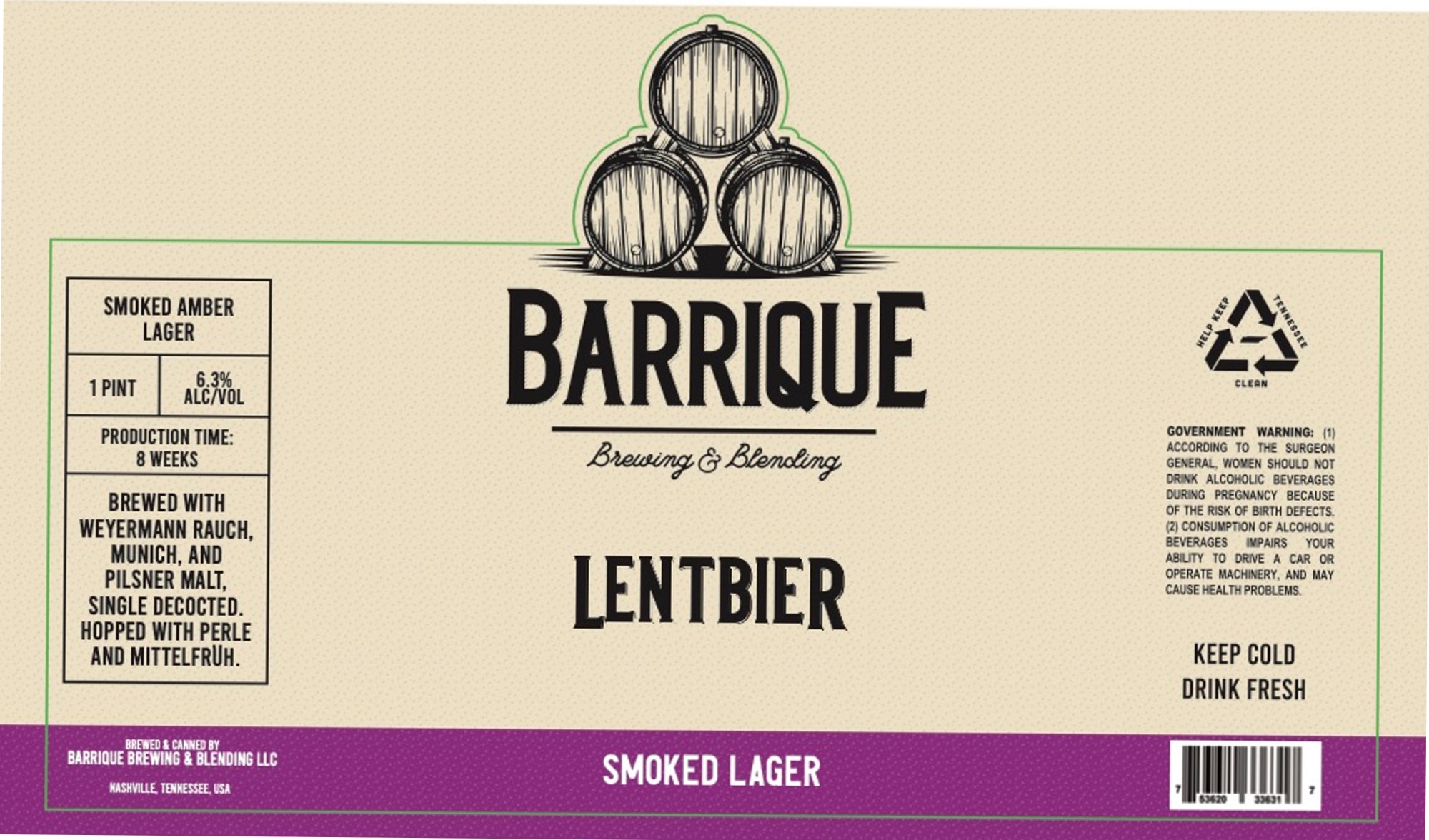 Lentbier by Barrique Brewing & Blending LLC - beer label