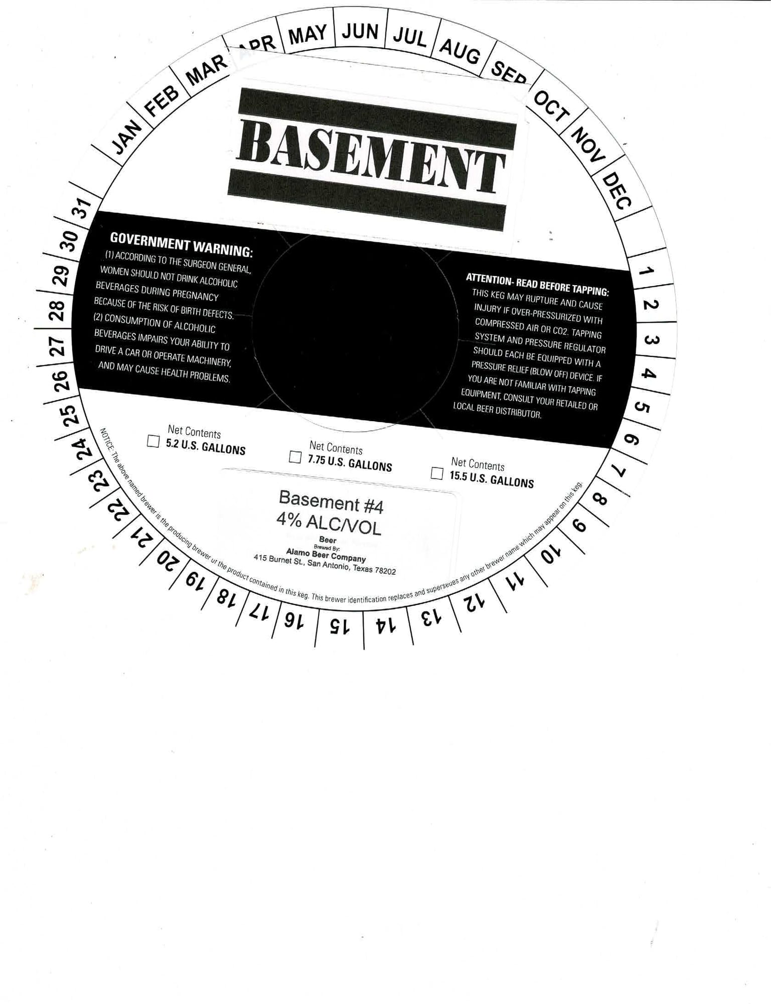 Basement #4 by Alamo Beer Company - beer label
