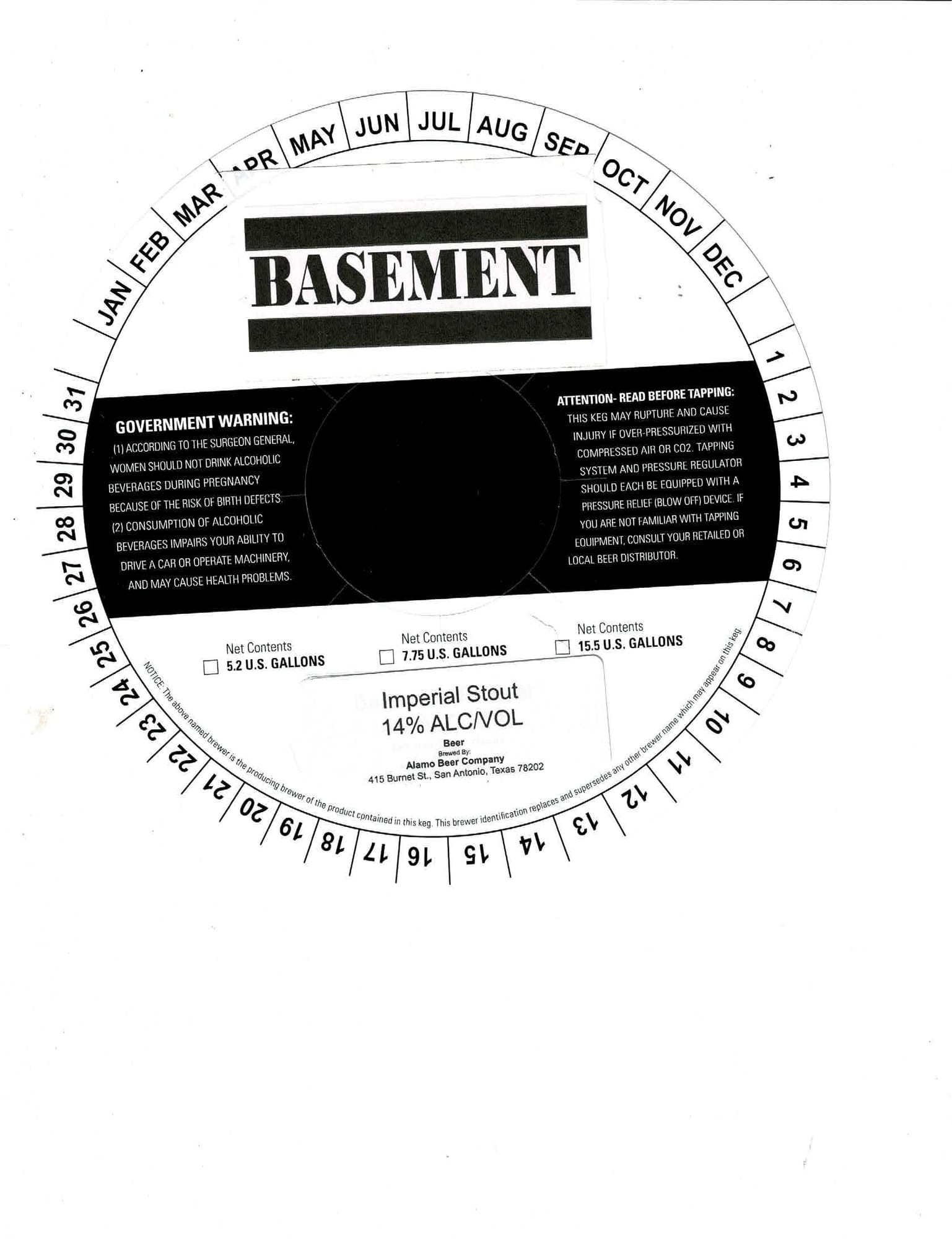 Basement by Alamo Beer Company - beer label