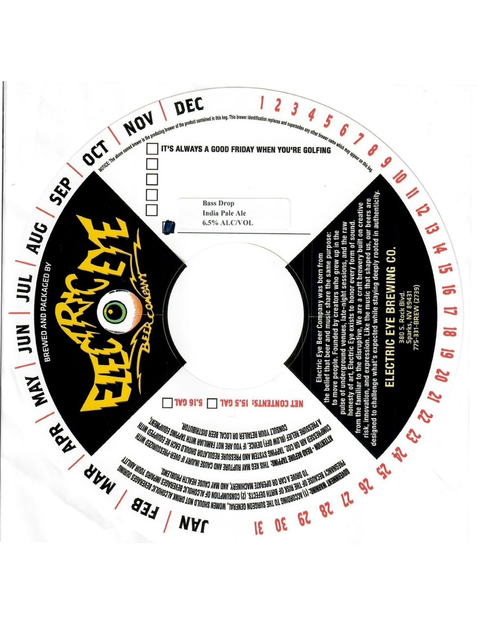 Bass Drop by Electric Eye Brewing - beer label