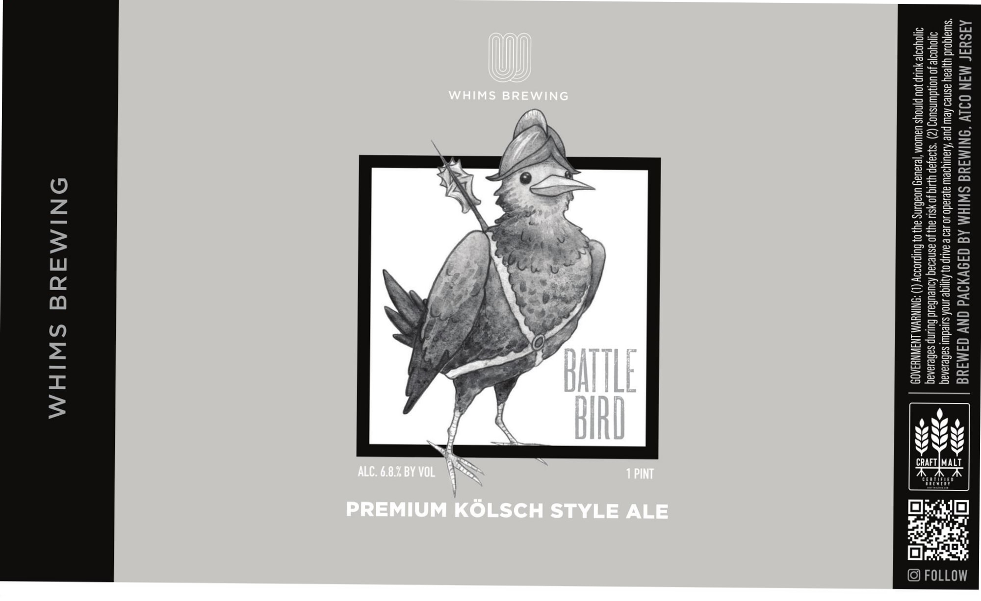 Battle Bird by Whims Brewing - beer label