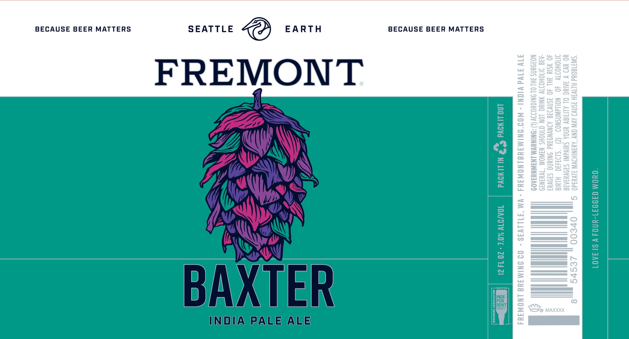 Baxter India Pale Ale by Fremont Brewing Co. - beer label