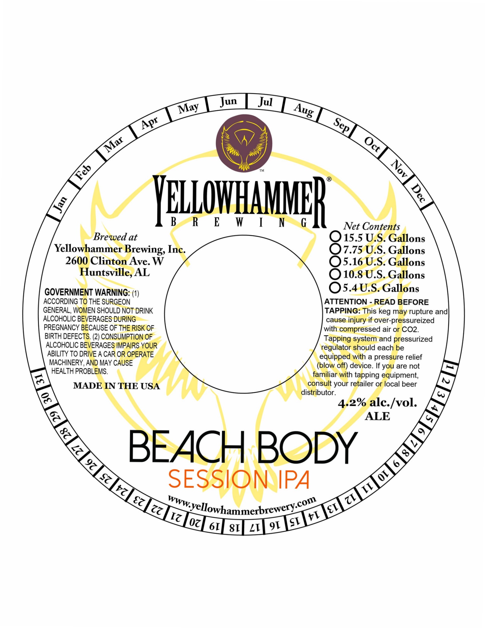 Beach Body by Yellowhammer Brewing - beer label