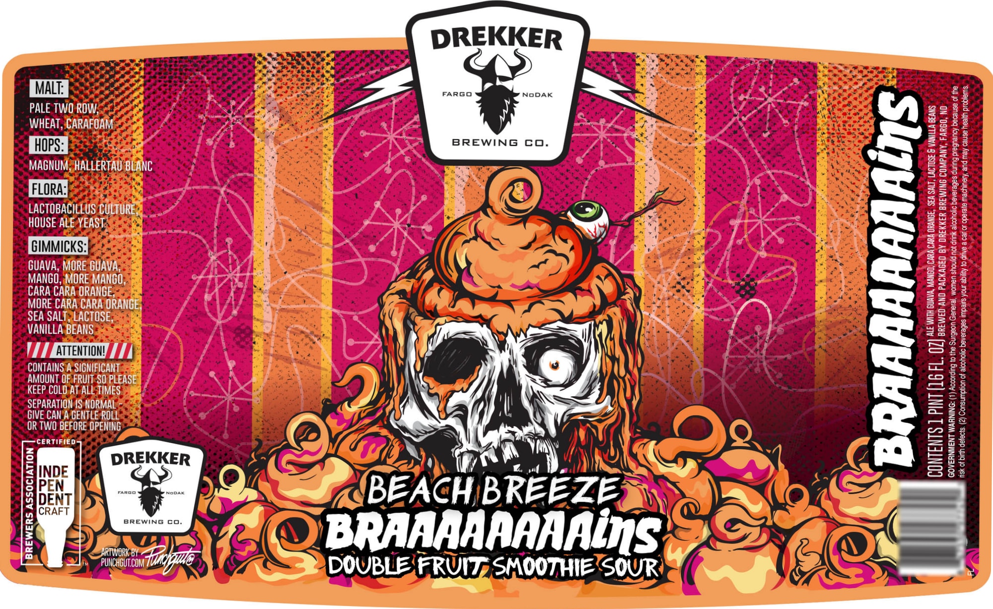 Beach Breeze Braaaaaains by Drekker Brewing Co. - beer label