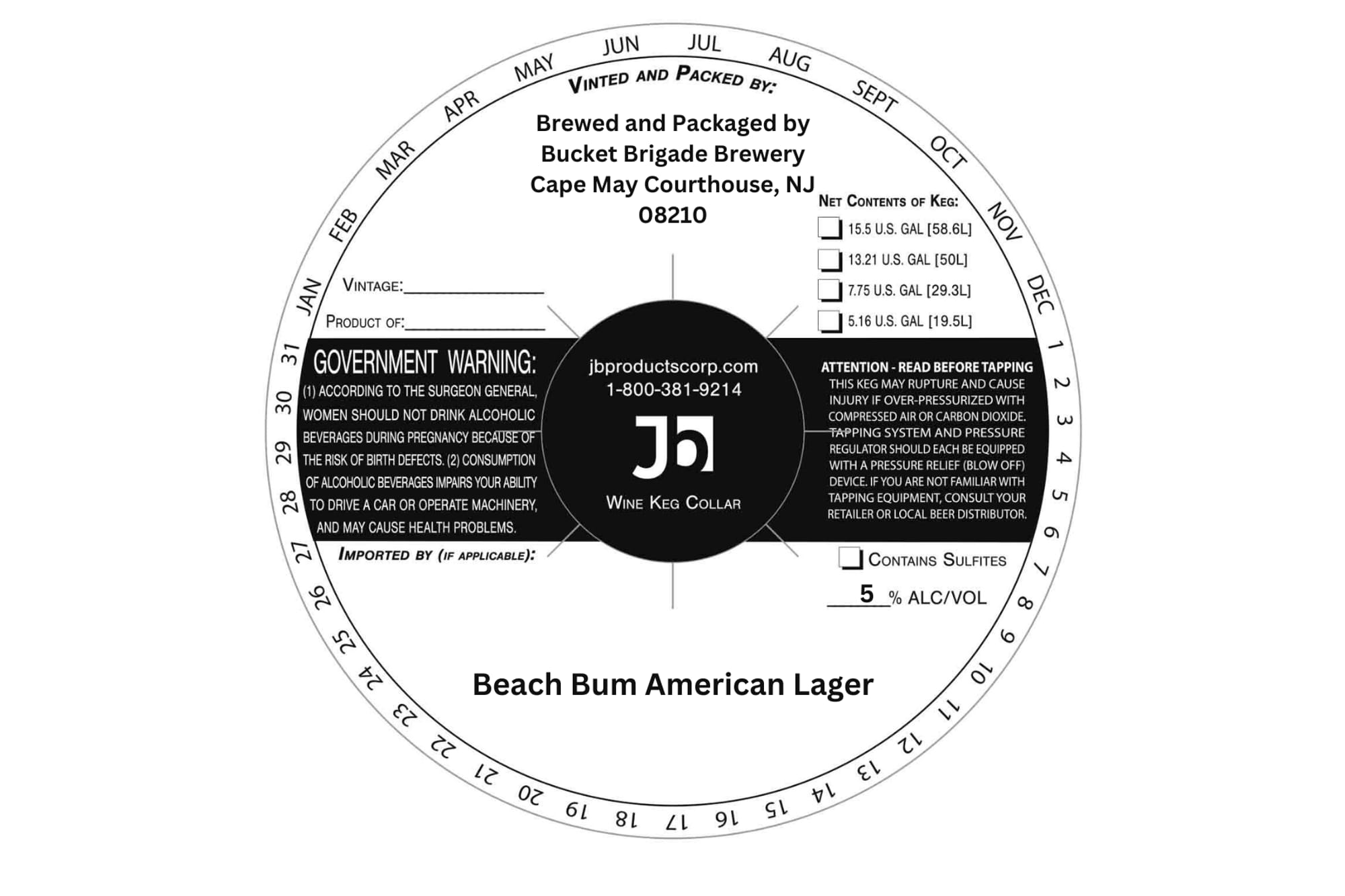 Beach Bum American Lager by Bucket Brigade Brewery - beer label