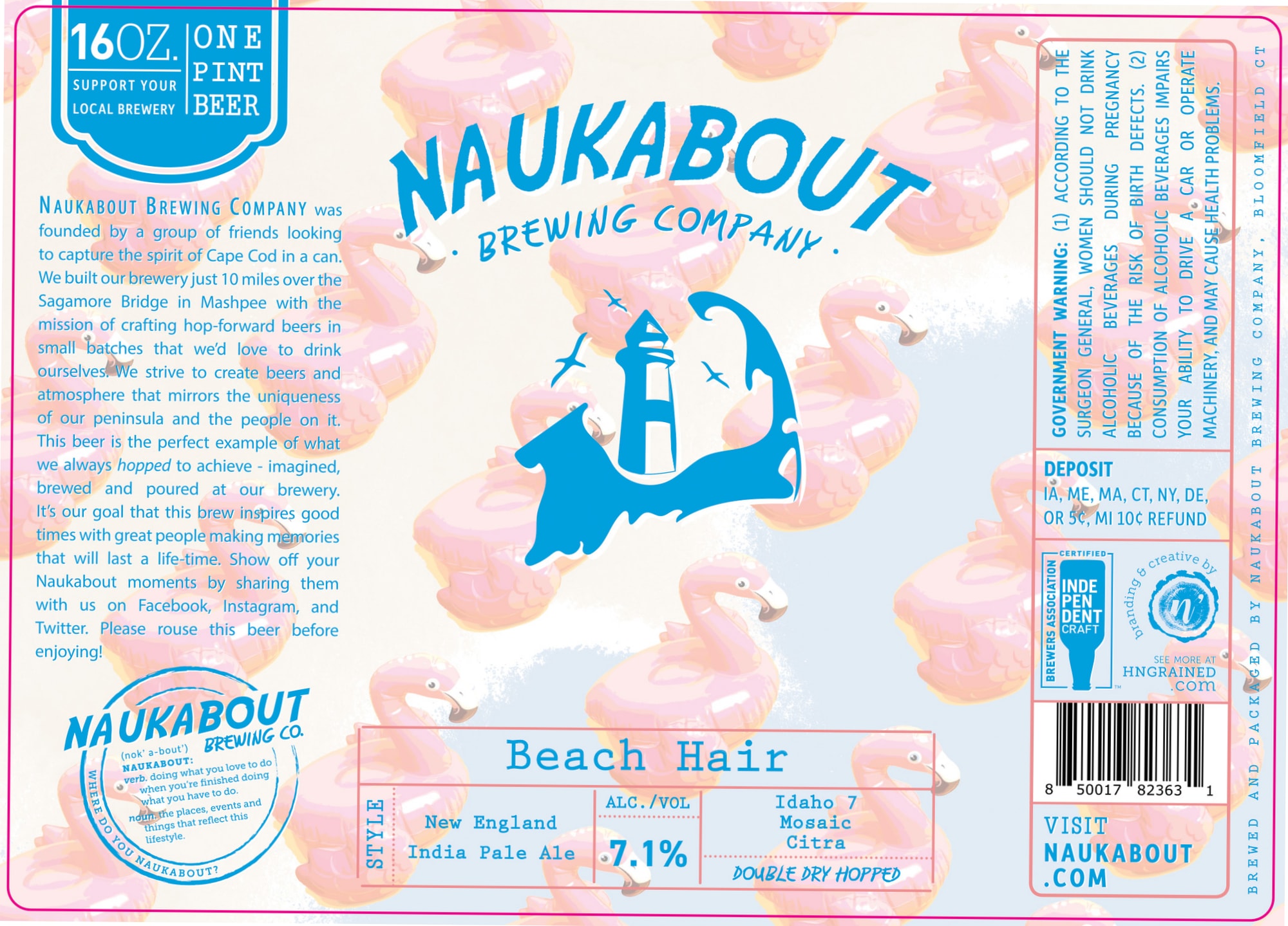 Beach Hair by Naukabout Brewing Company - beer label