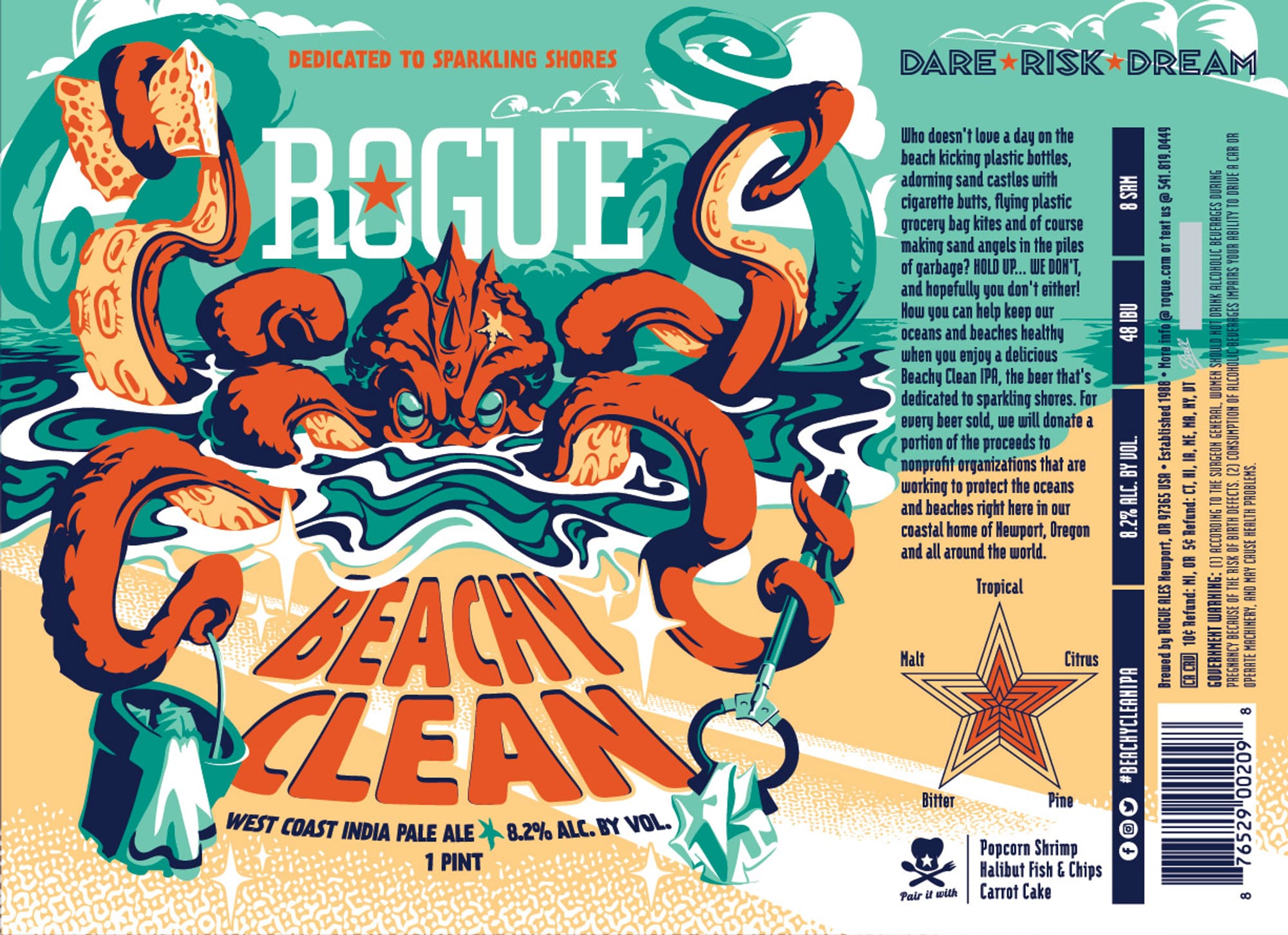 Beachcleaner IPA by Rogue Ales & Spirits - beer label