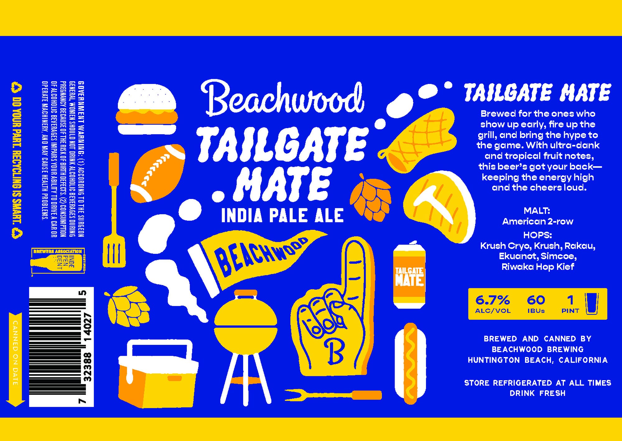 Tailgate Mate by Beachwood Brewing - beer label
