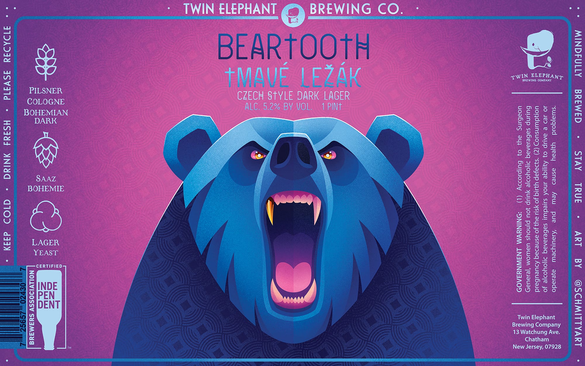 Beartooth by Twin Elephant Brewing Co. - beer label