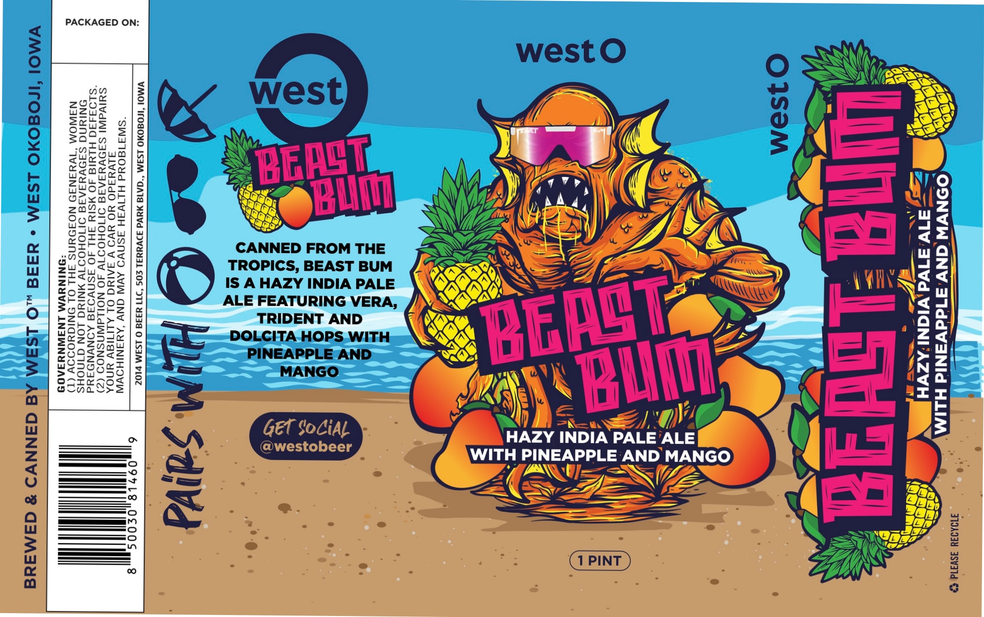 Beast Bum by West O Beer - beer label