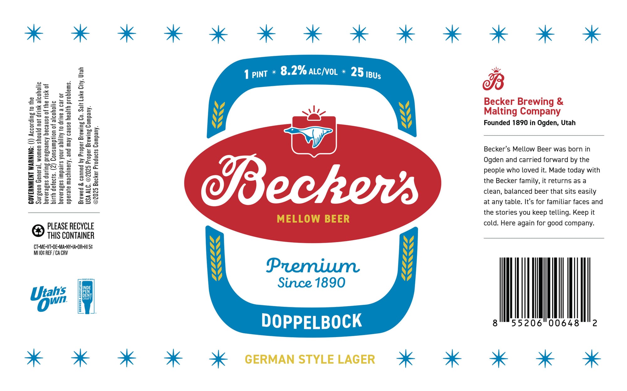 Becker’s Mellow Beer by Becker Brewing & Malting Company - beer label