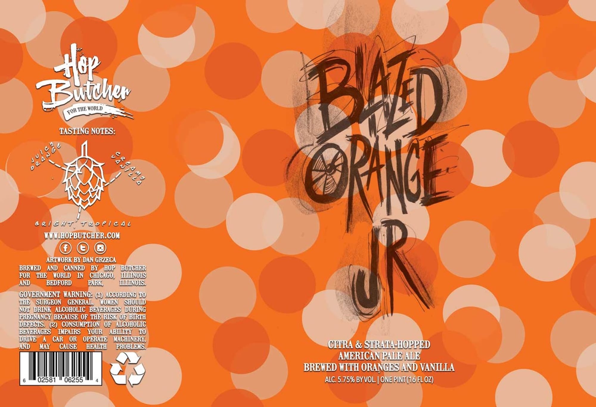 Tired & Orange by Hop Butcher For The World - beer label