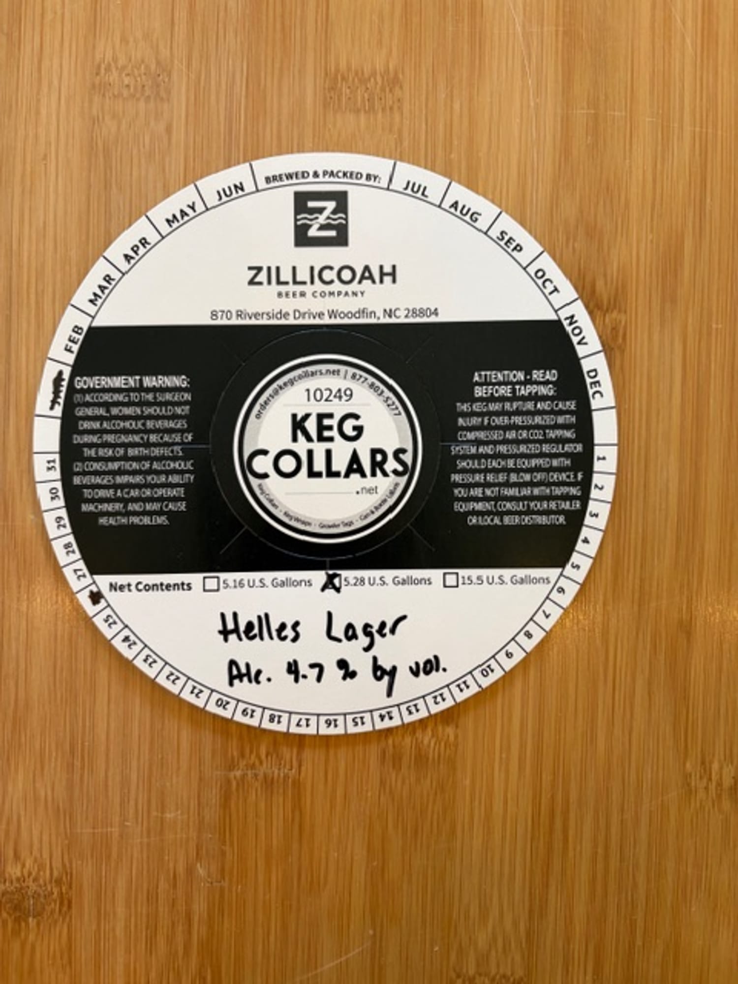 Helles Lager by Zillicoah Beer Company - beer label