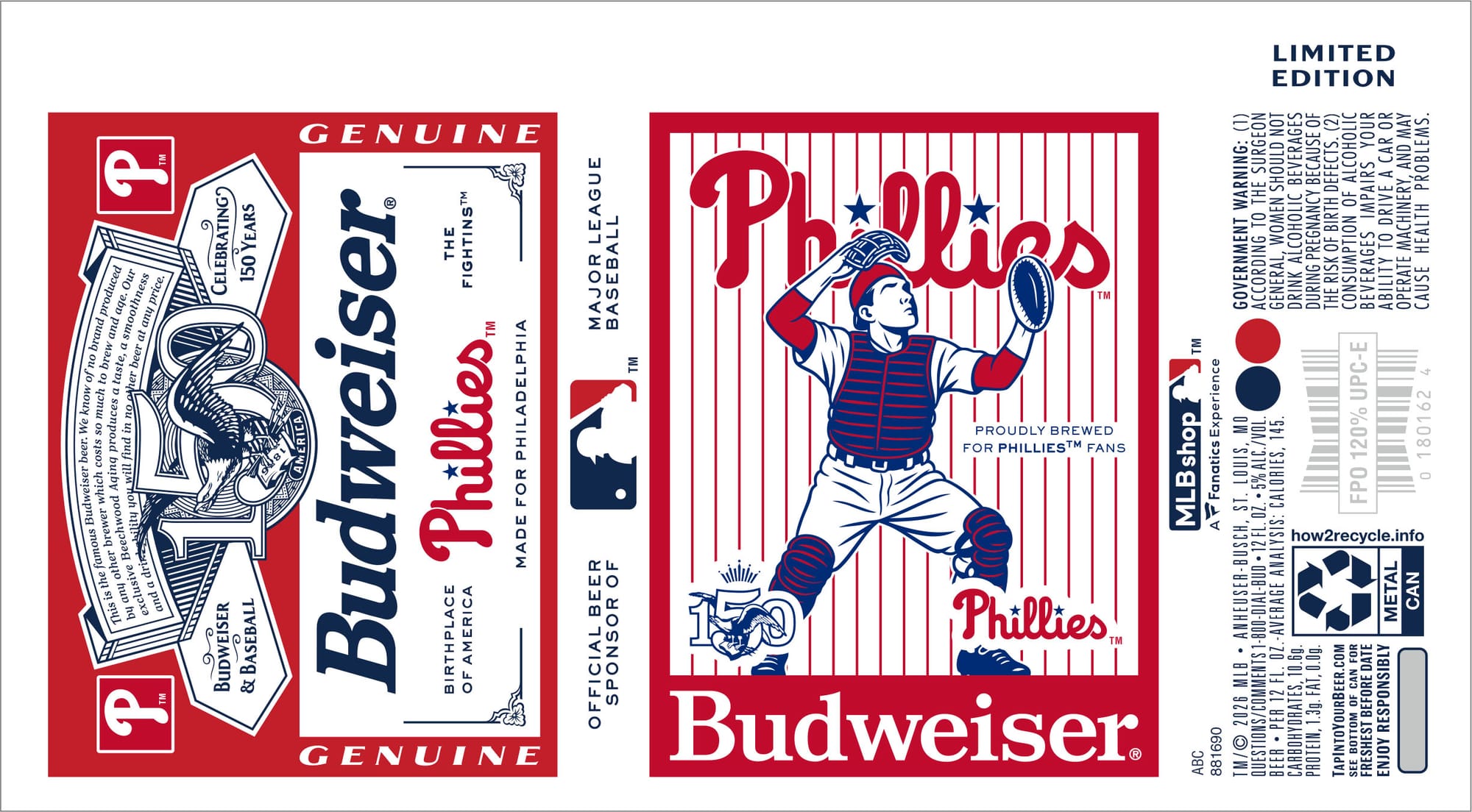 Budweiser (Phillies 150th Anniversary Edition) by Anheuser-Busch - beer label