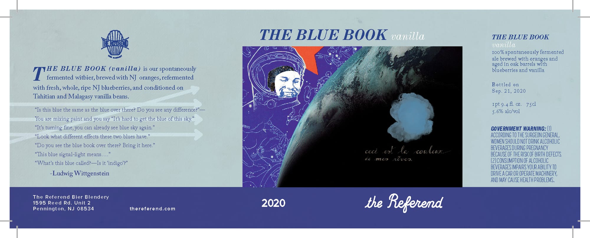 The Blue Book (vanilla) by The Referend Bier Blender - beer label