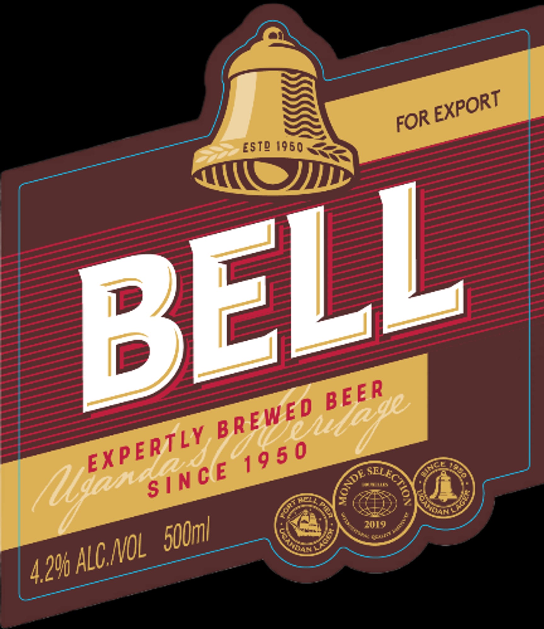 Bell Lager by Uganda Breweries Limited - beer label