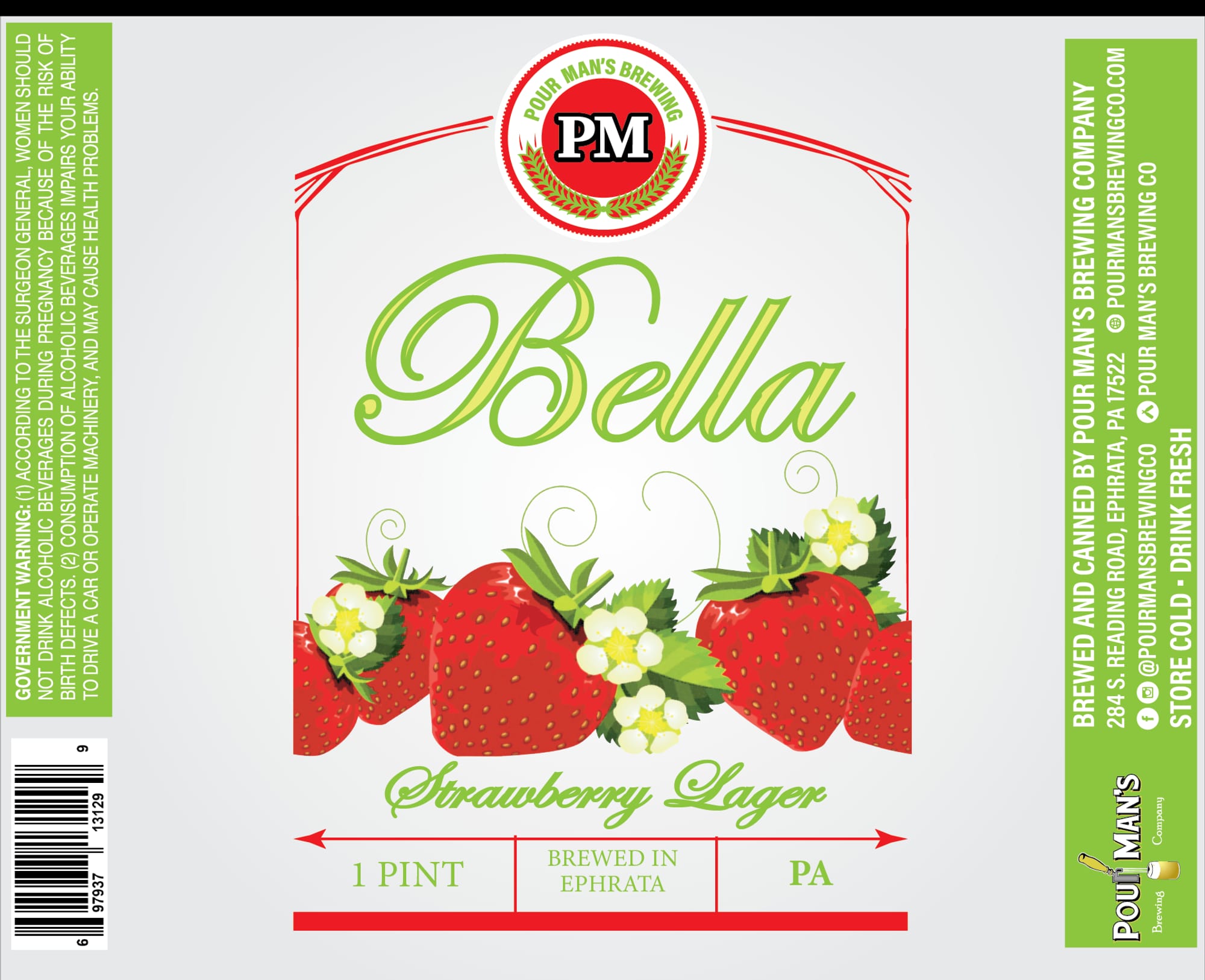 Bella Strawberry Lager by Pour Man's Brewing Company - beer label