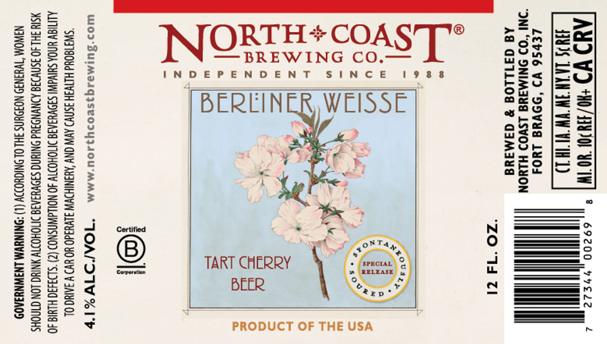 Berliner Weisse by North Coast Brewing Co. - beer label