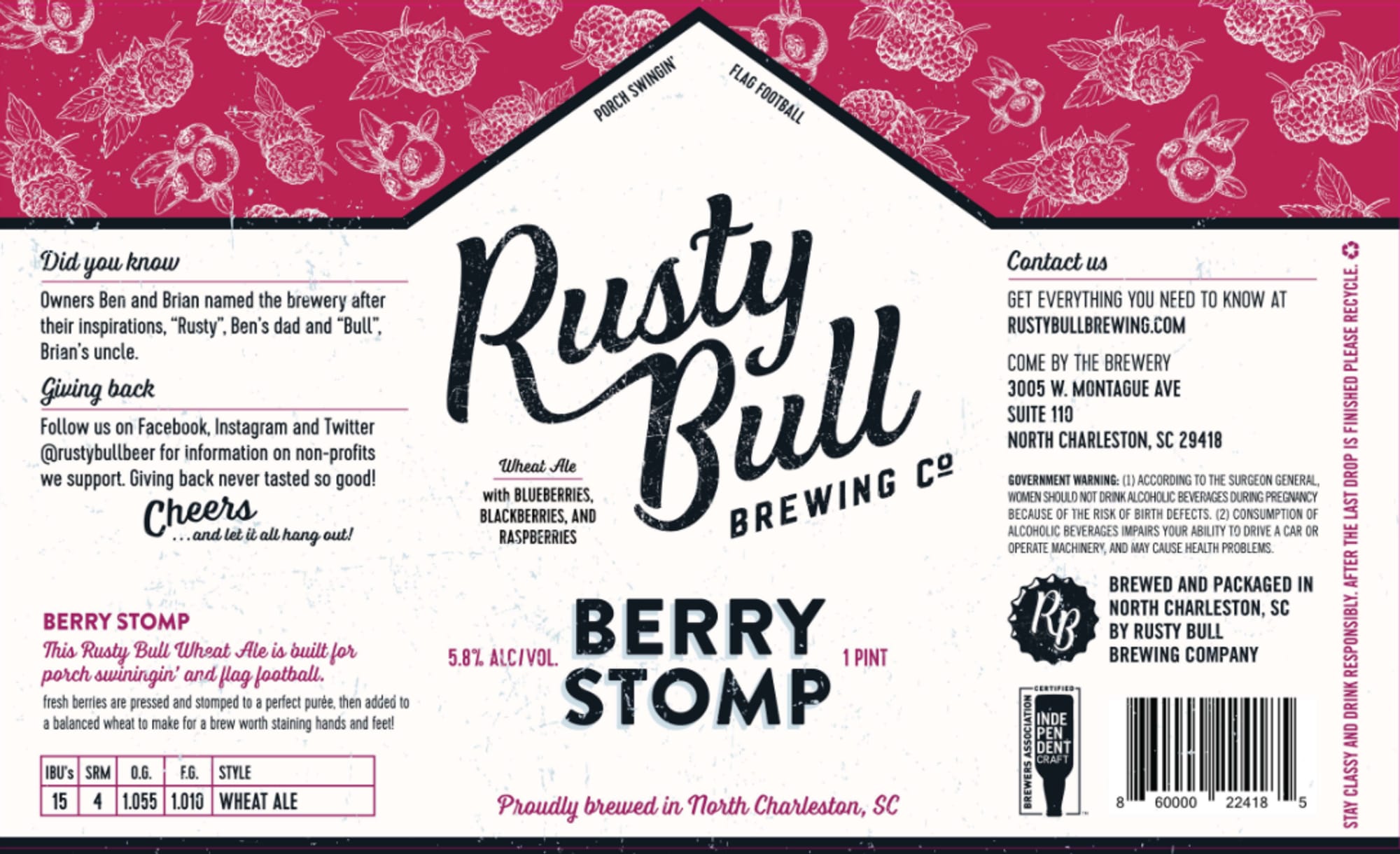 Berry Stomp by Rusty Bull Brewing Co. - beer label