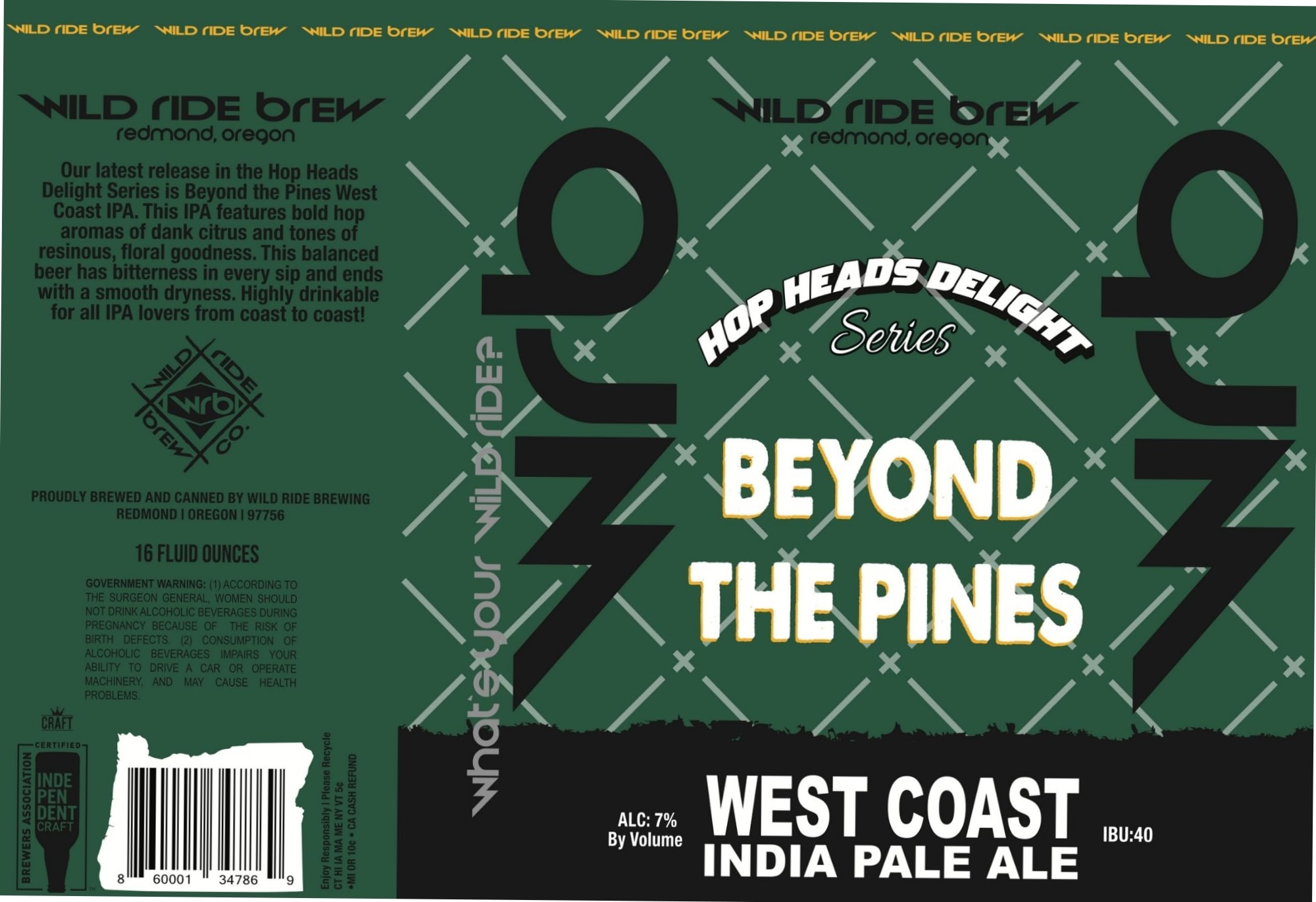 Beyond the Pines by Wild Ride Brewing - beer label